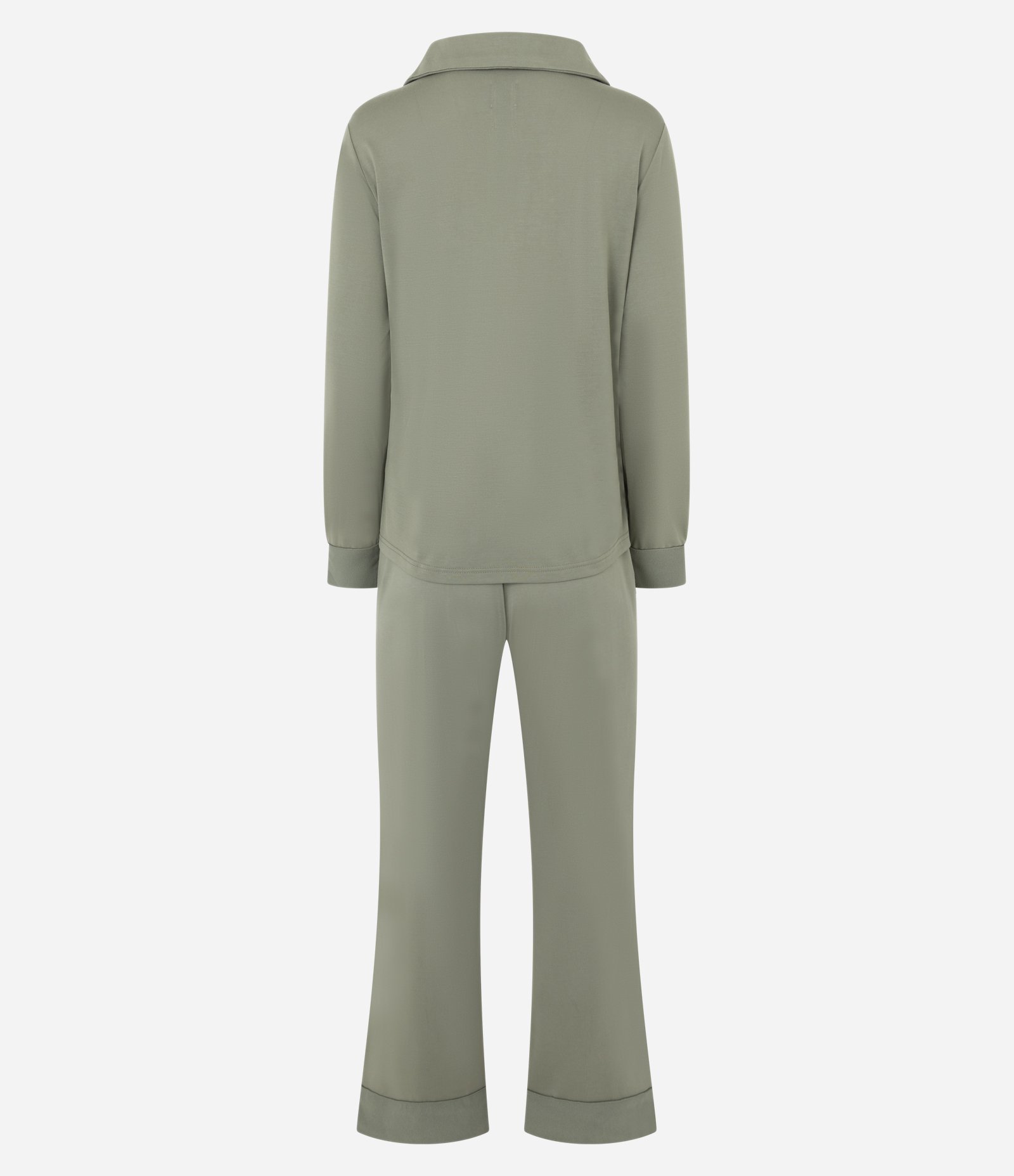 Pijama Longo Americano em Modal com Recortes Acetinados Verde 3