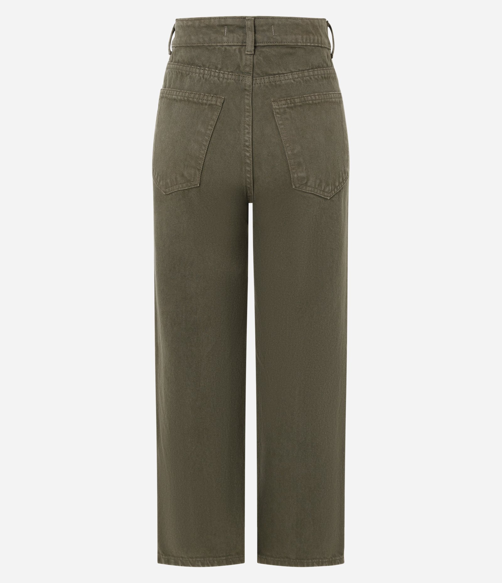 Calça Reta Cropped em Sarja com Cintura Alta Verde 3