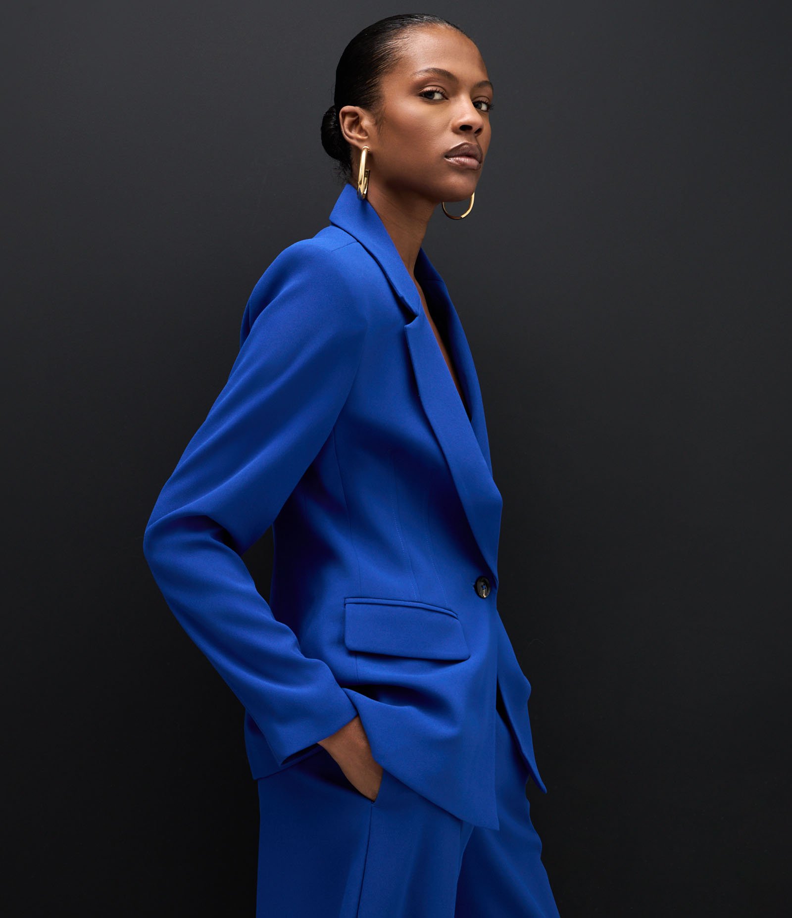 Blazer Comfort Alfaiatado com Abotoamento Duplo Azul 3