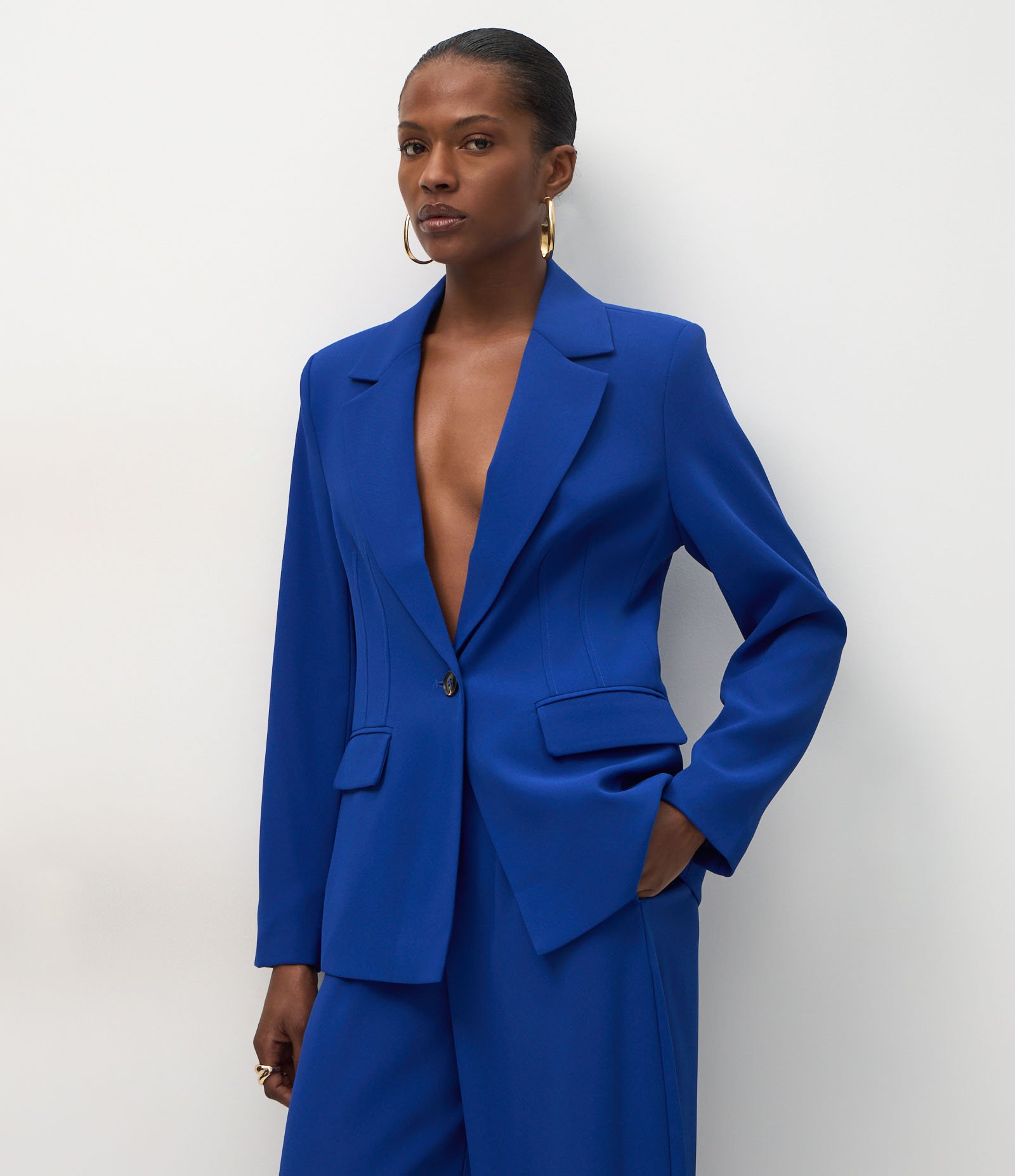 Blazer Comfort Alfaiatado com Abotoamento Duplo Azul 5