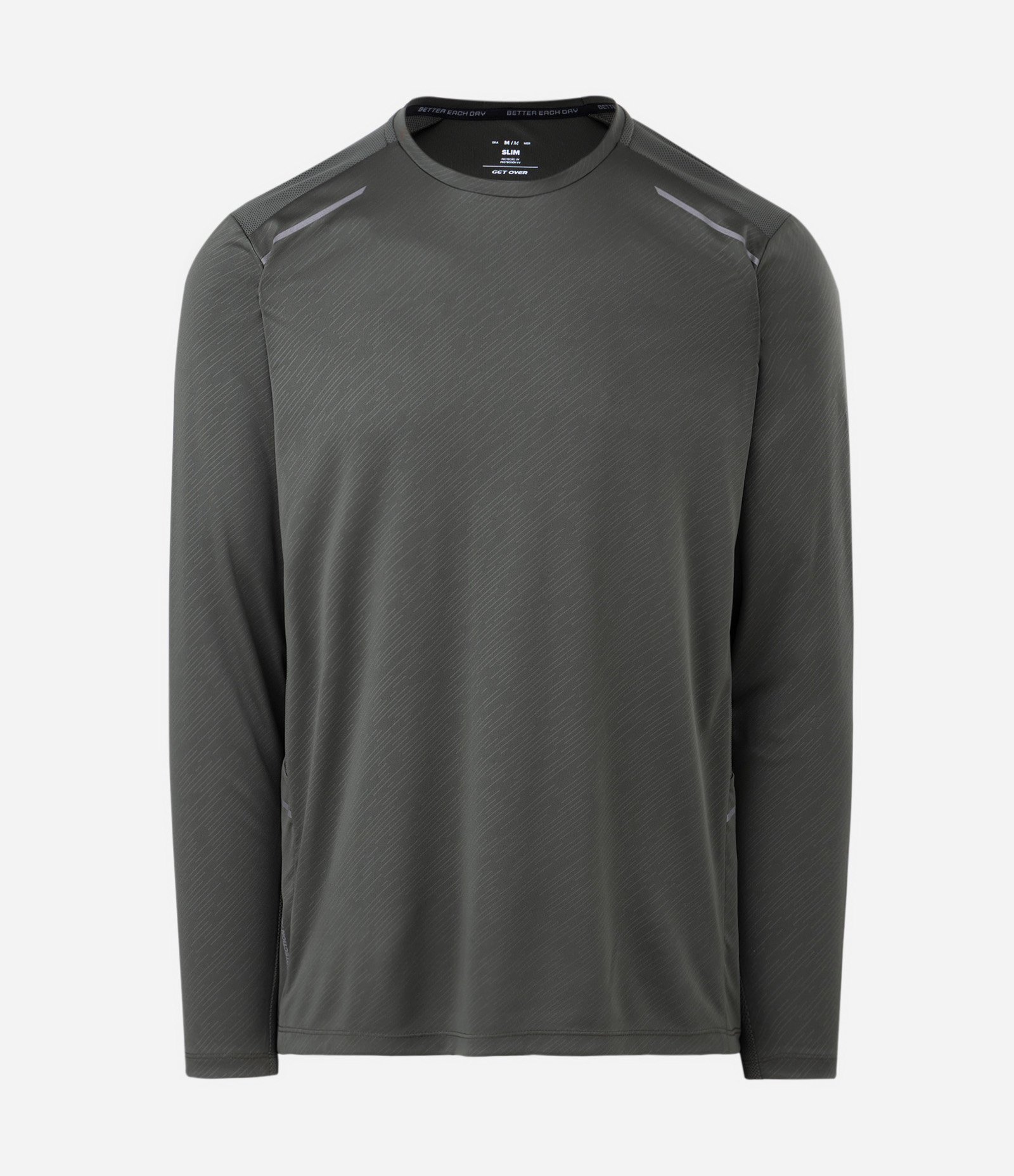 Camiseta Esportiva com Estampa Riscada com Proteção UV Verde Escuro 5