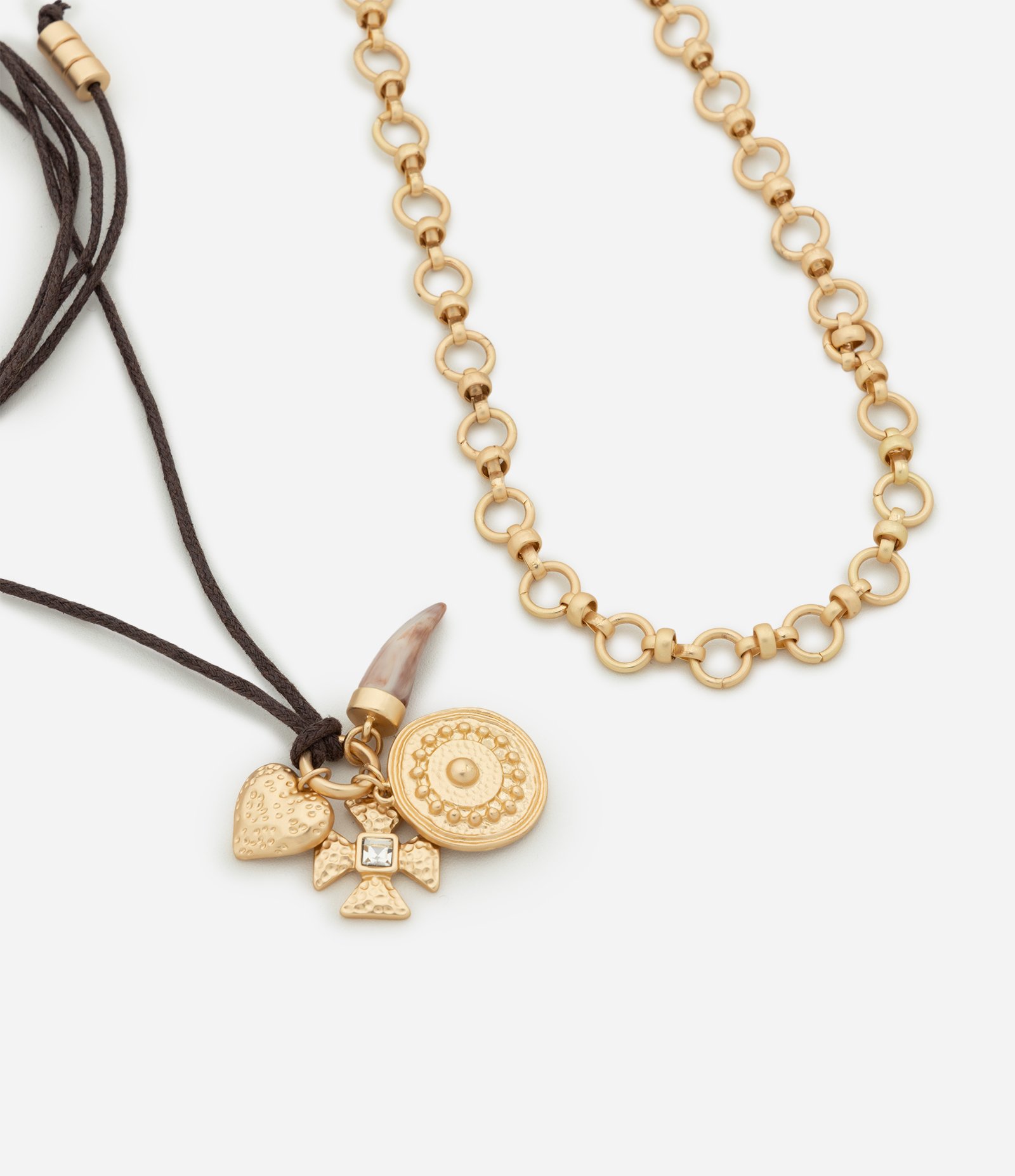 Colar Camadas com Pingentes Variados Dourado 2