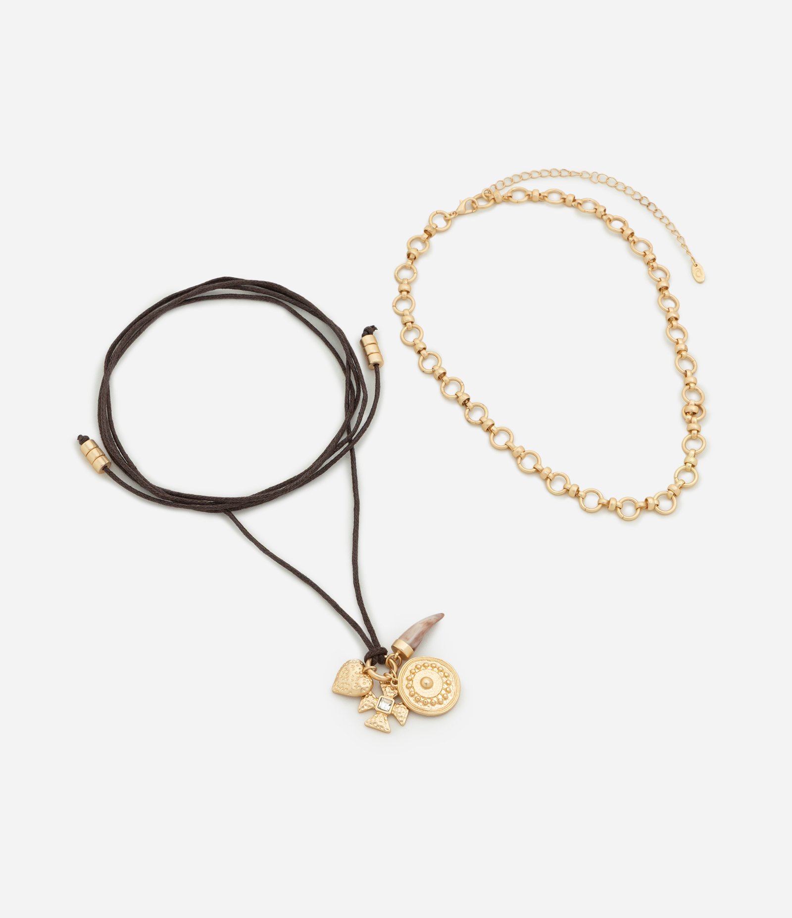Colar Camadas com Pingentes Variados Dourado 3