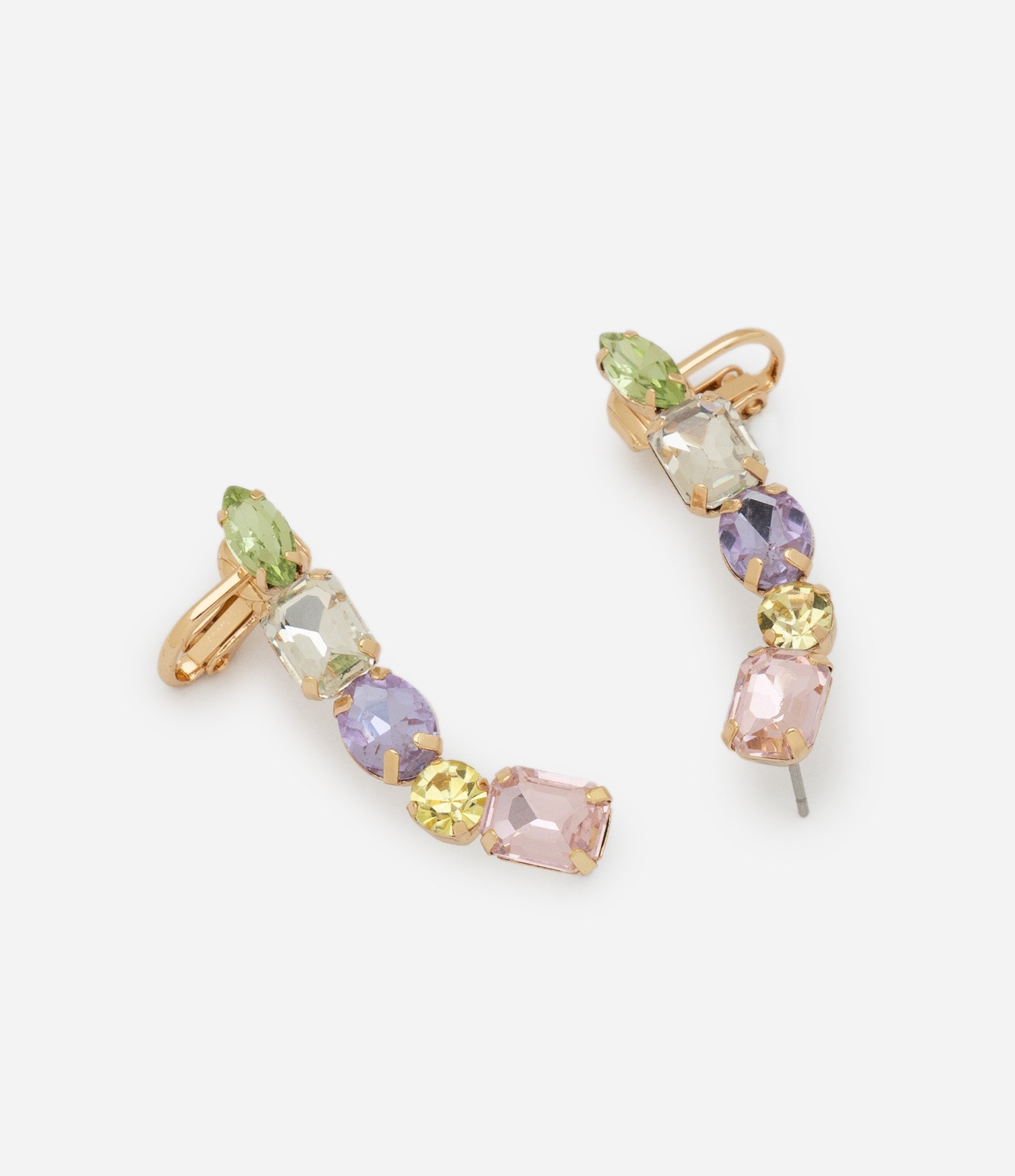 Brincos Ear Cuff com Aplicação de Mini Pedras Multicores 1
