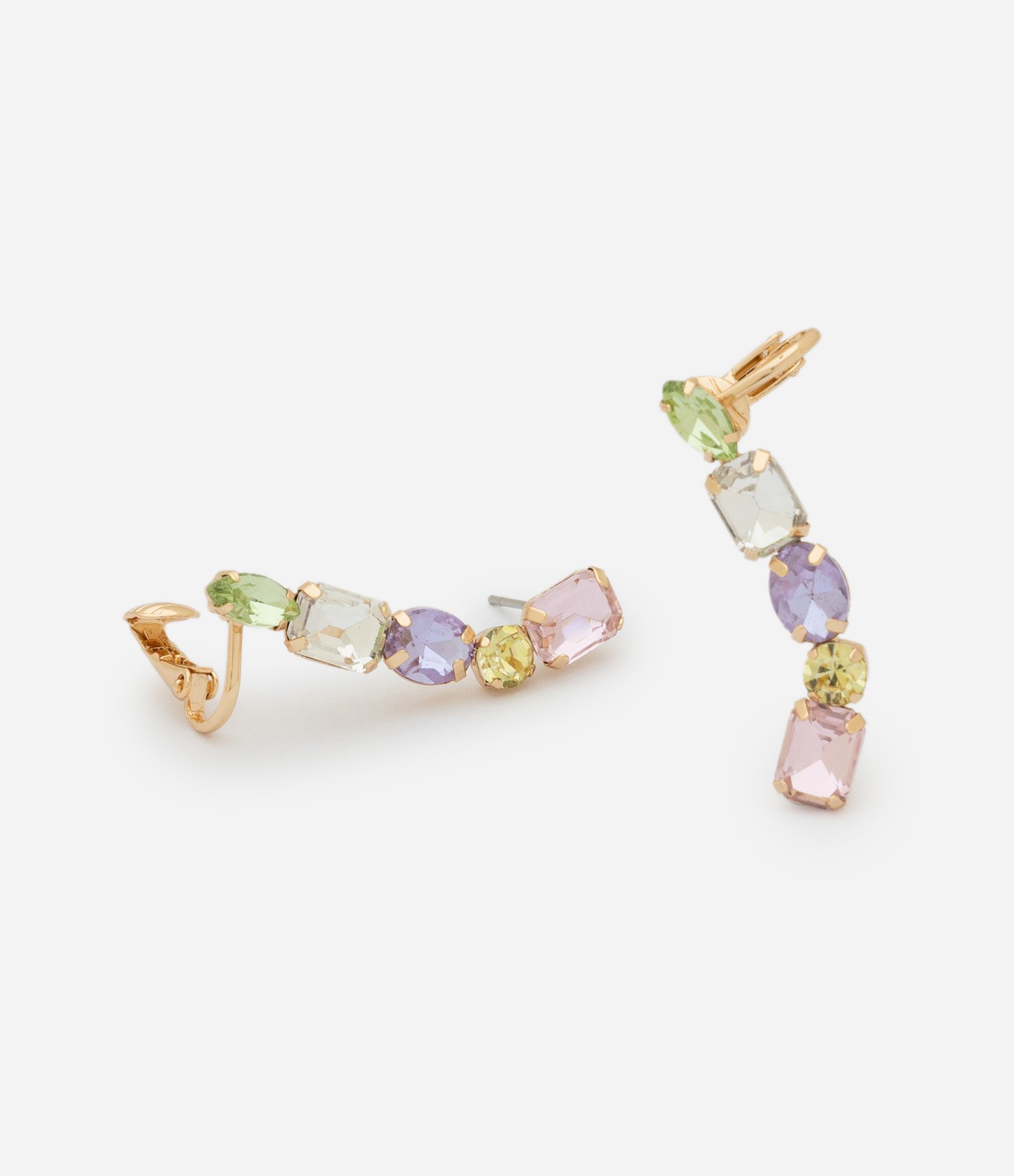 Brincos Ear Cuff com Aplicação de Mini Pedras Multicores 2