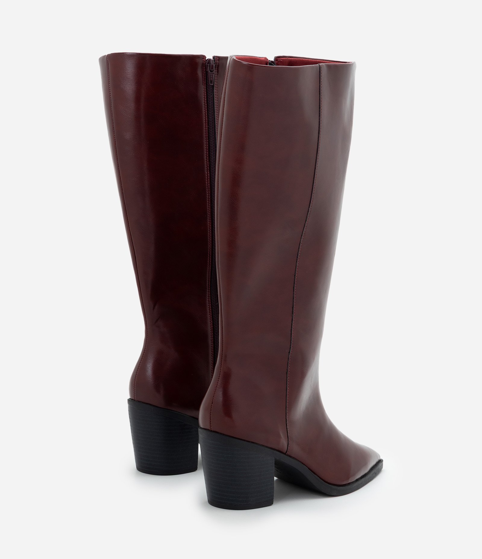 Bota Western Cano Longo em PU Bordô 5