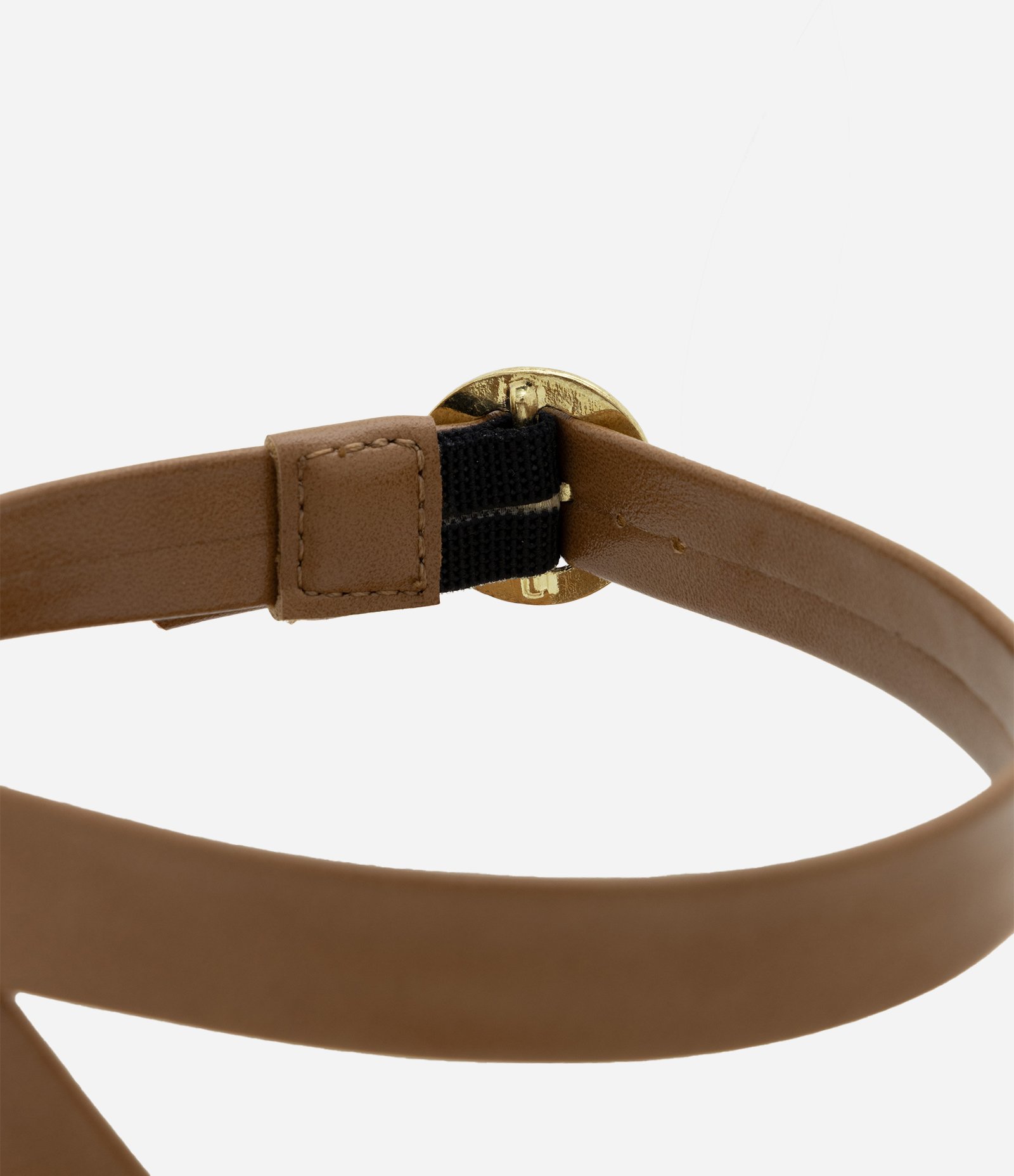 Sandália em PU com Salto Fino e Enfeites de Moedas Bege 4