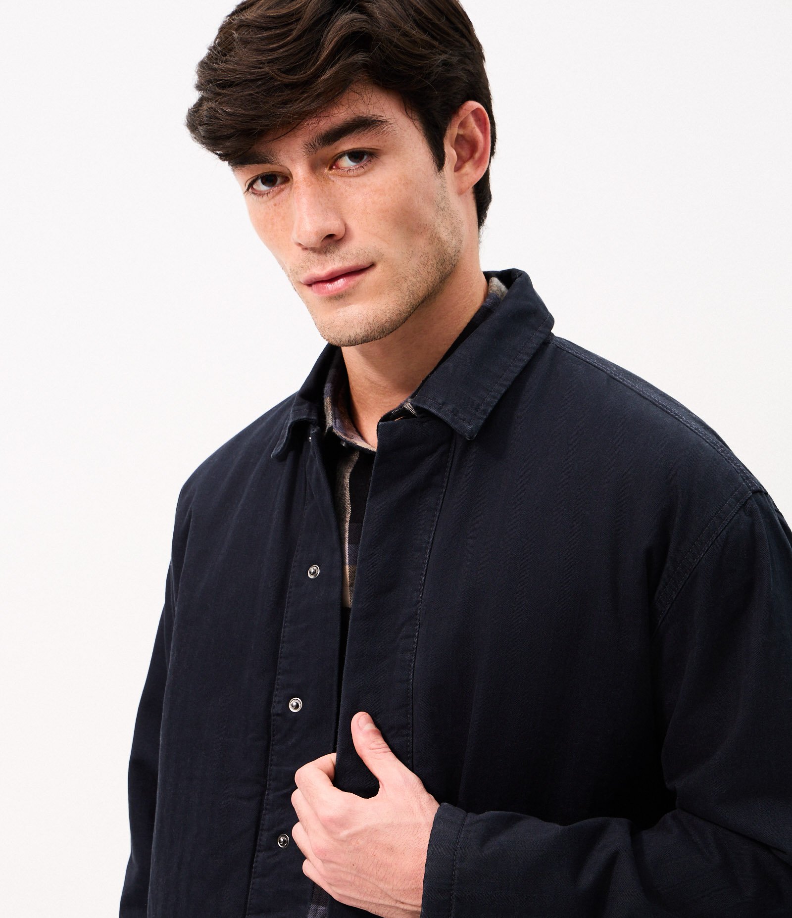 Jaqueta em Sarja Puffer com Botões Azul 4