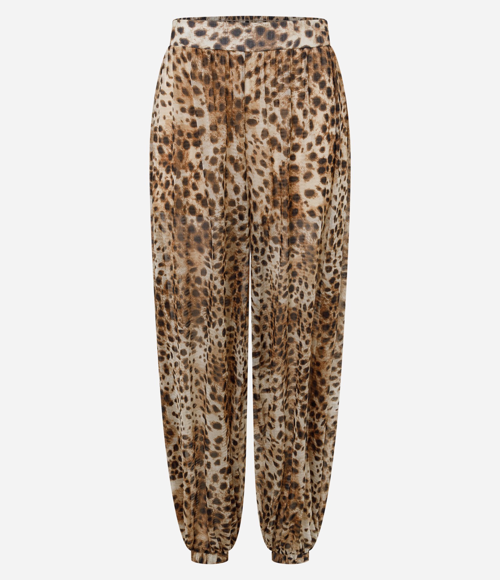 Calça Aladim em Tule com Cós Largo e Estampa Animal Print Marrom 5