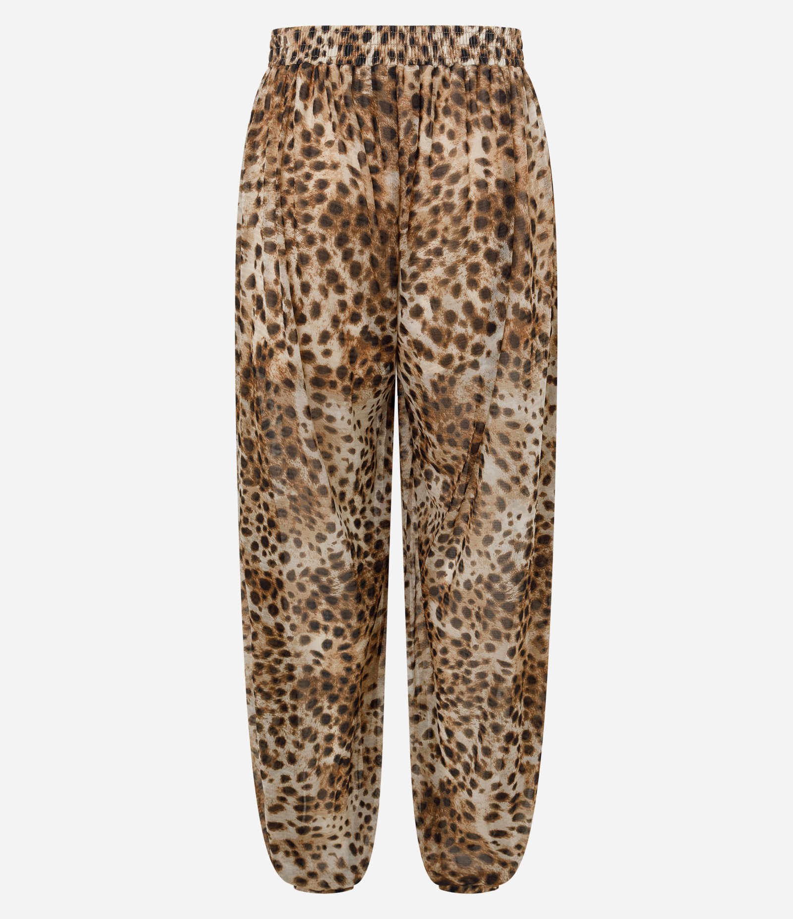 Calça Aladim em Tule com Cós Largo e Estampa Animal Print Marrom 6