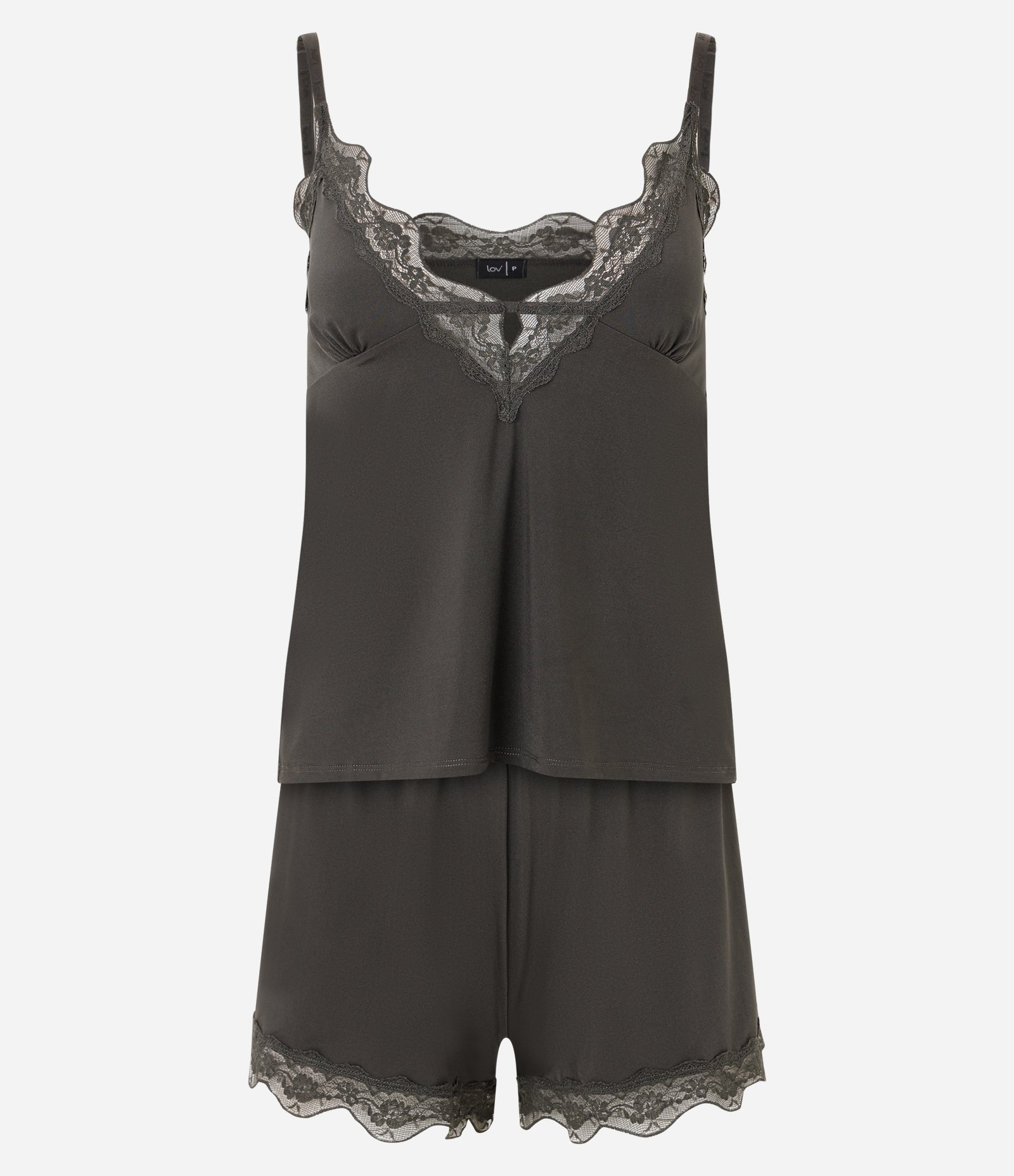 Pijama Short Doll em Microfibra com Detalhes em Renda Preto 6