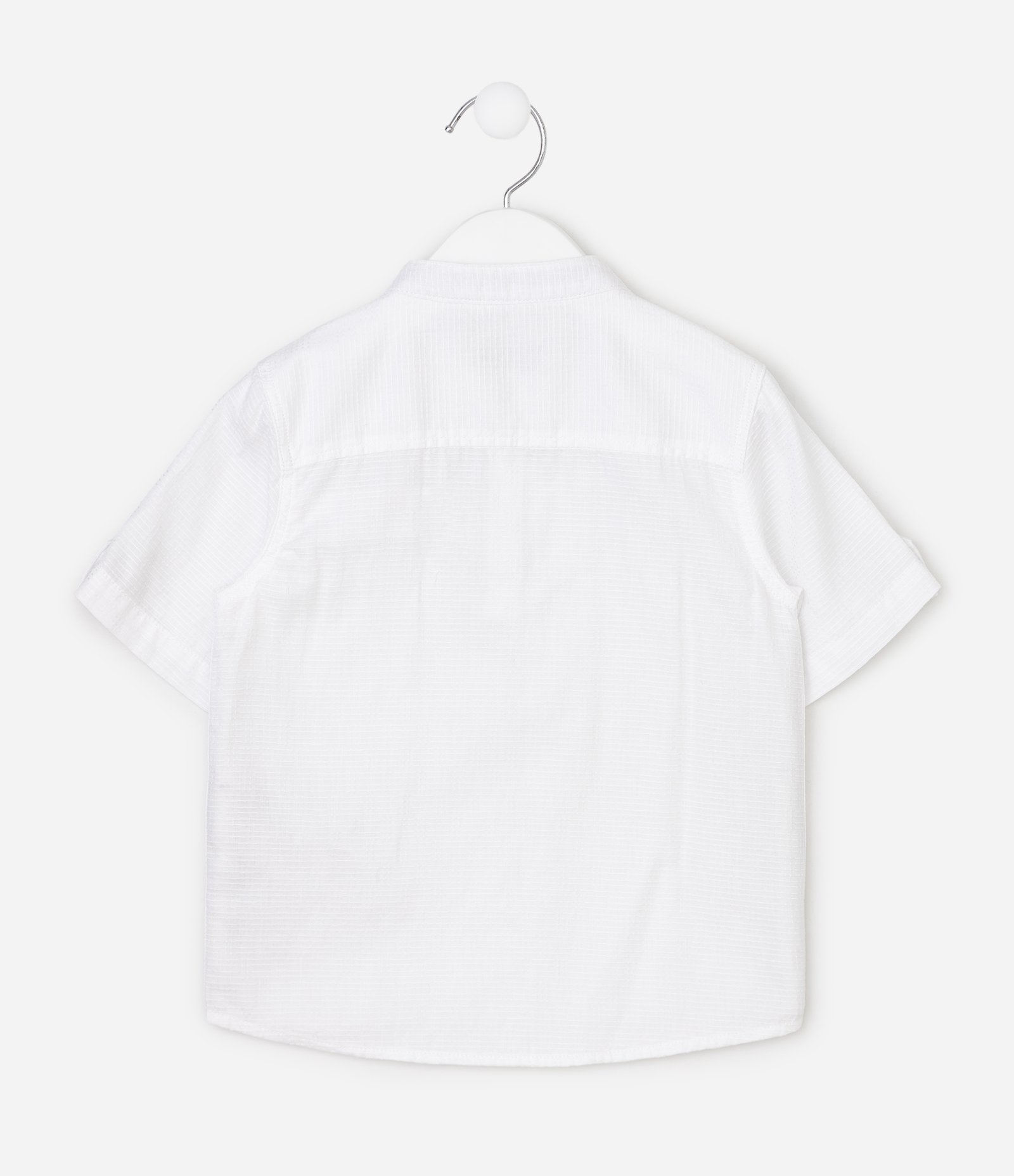 Camisa Infantil Em Algodão Gola Padre com Bolso Decorativo - Tam 1 a 6 Anos Branco 5
