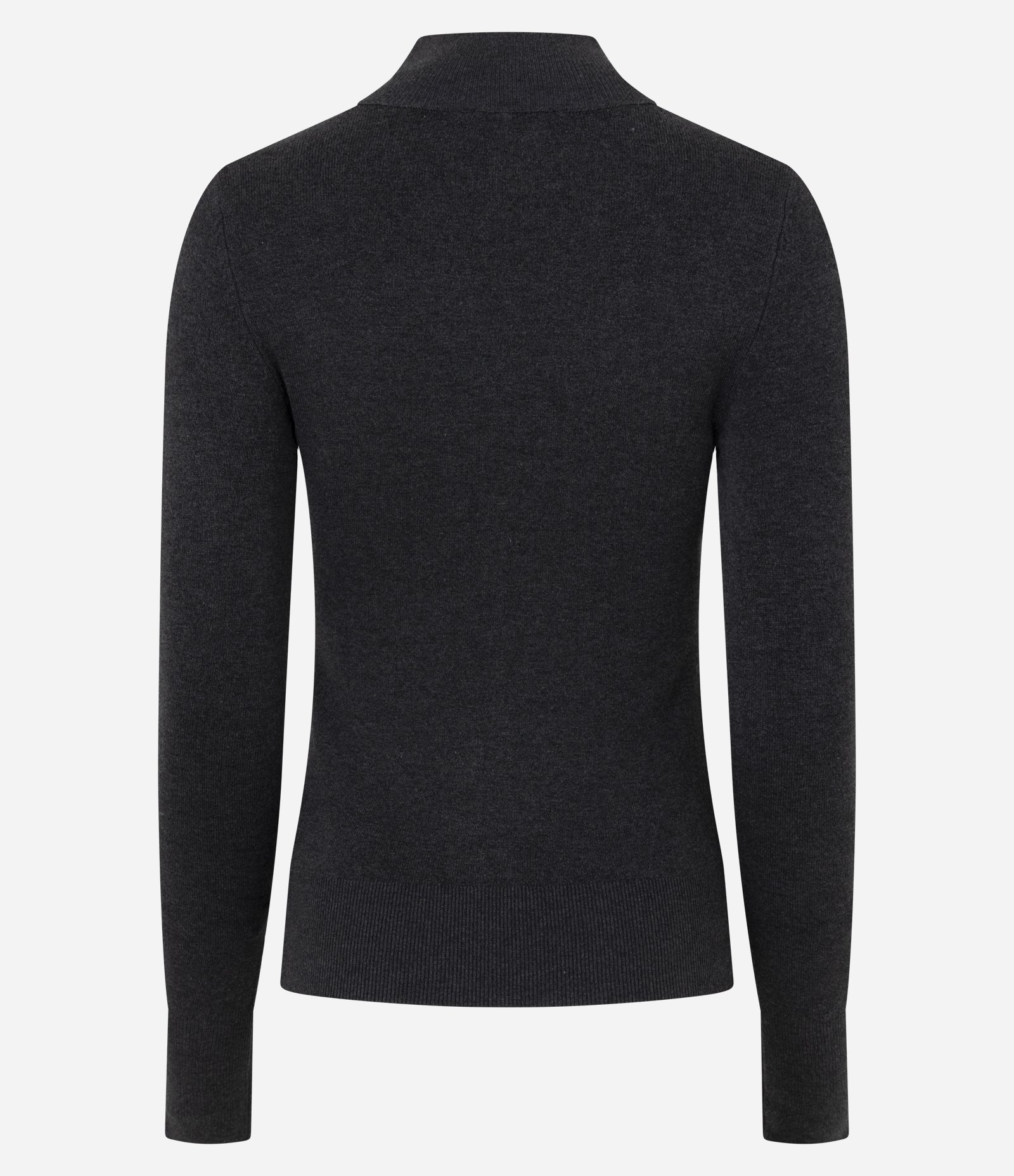 Blusa em Tricô com Manga Longa e Gola Alta Cinza Escuro 3