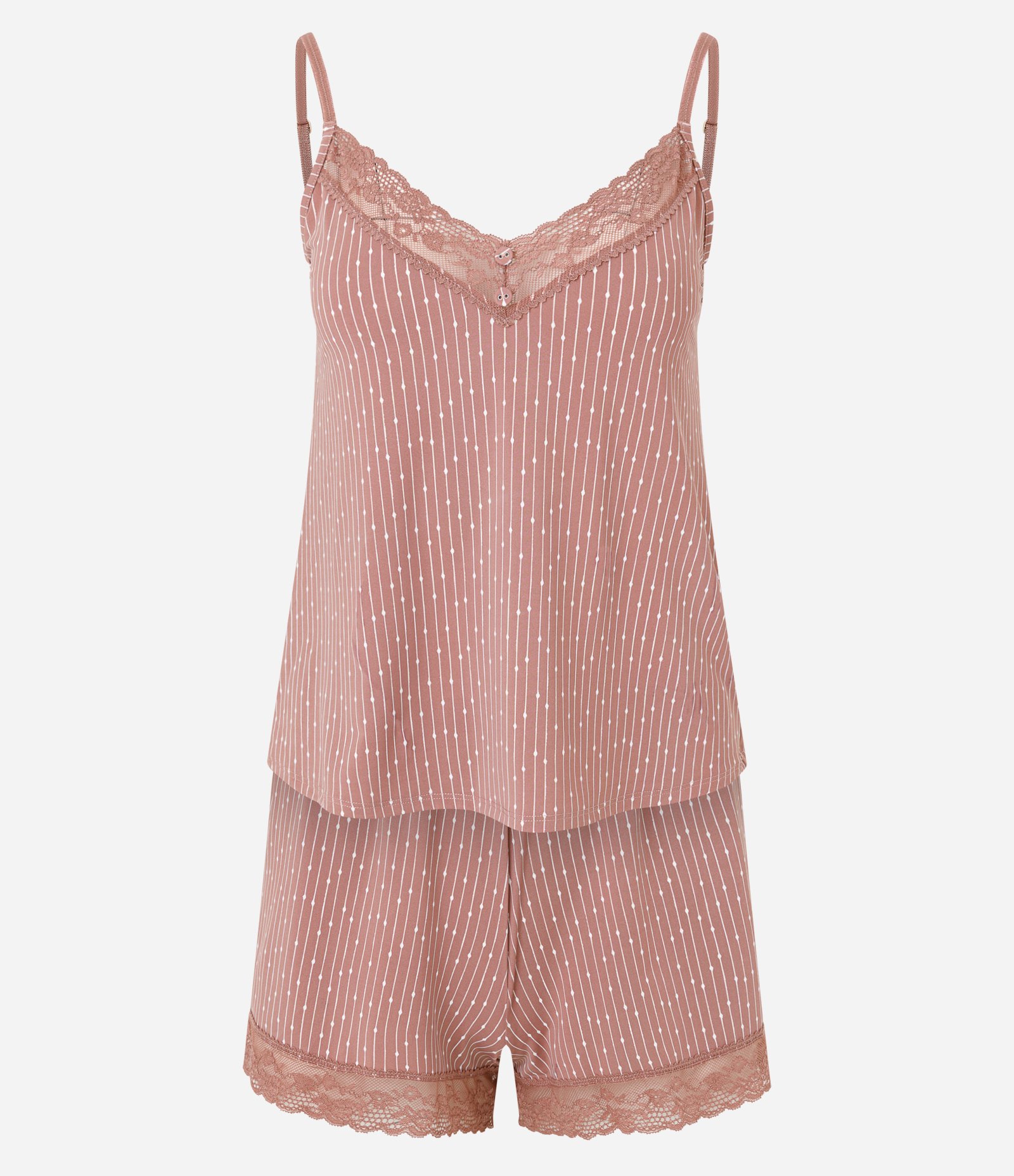 Short Doll com Estampa Listrada e Renda Rose 5