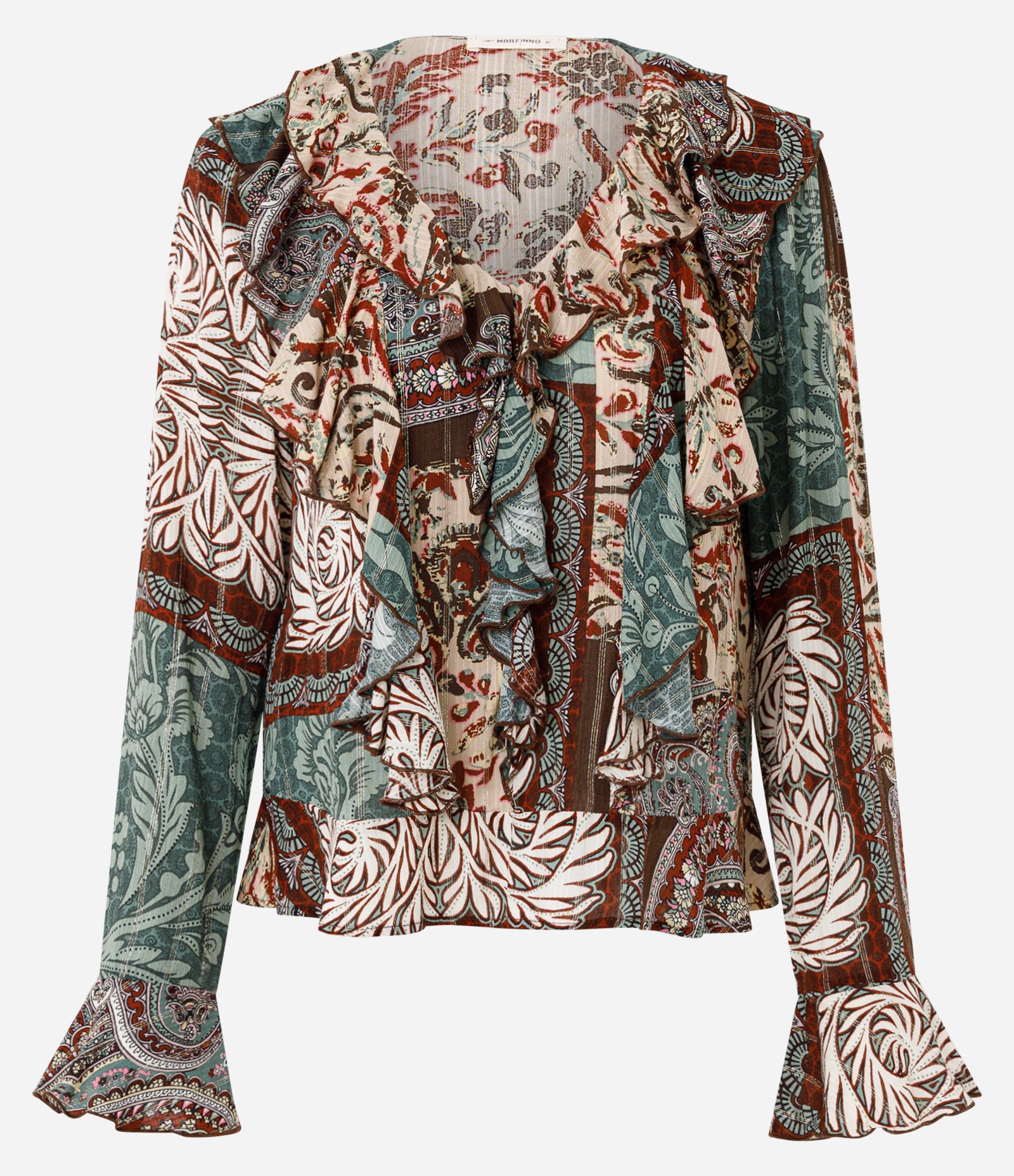 Blusa Bata Estampada em Viscose com Babados Multicores 5