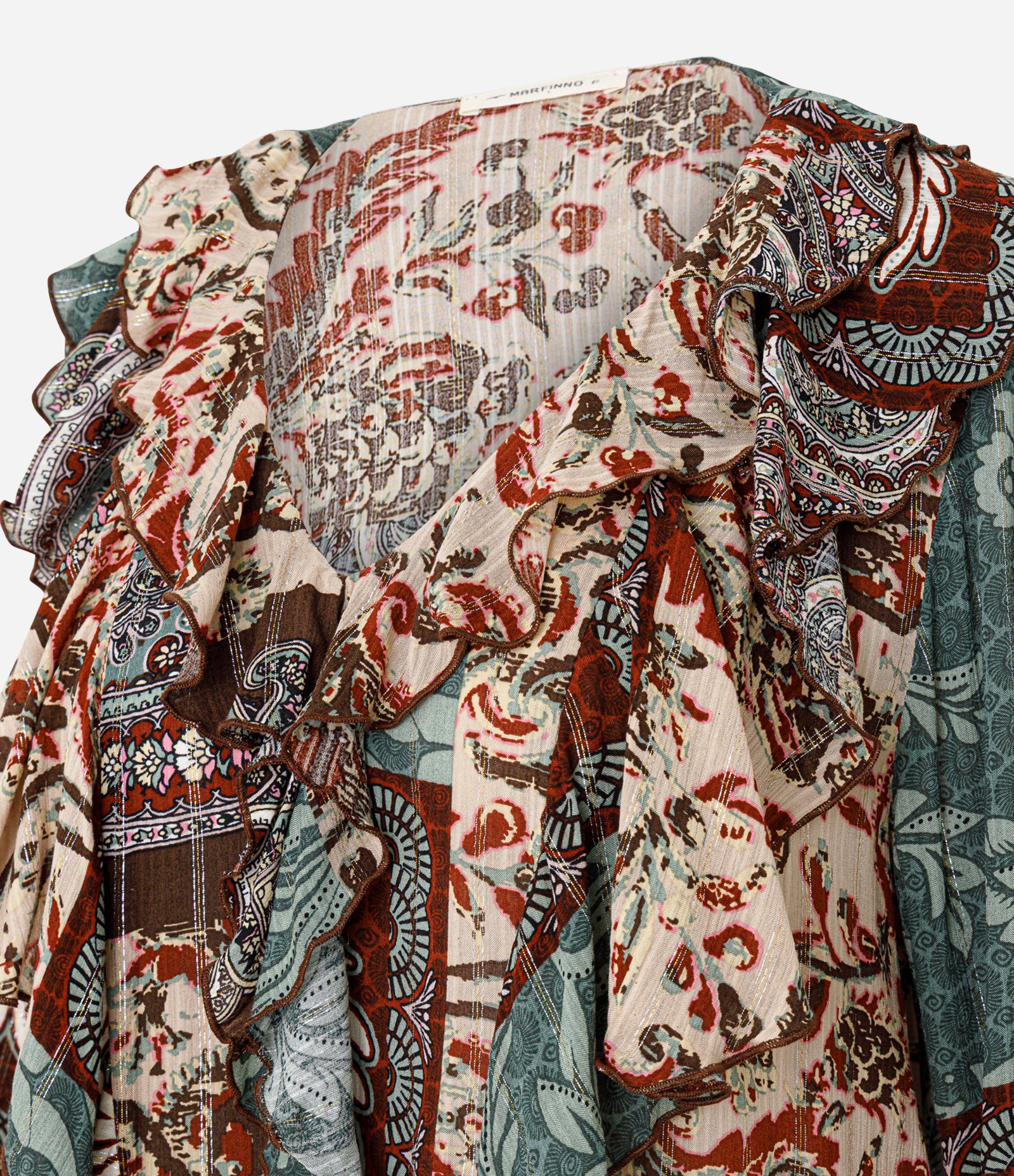 Blusa Bata Estampada em Viscose com Babados Multicores 6