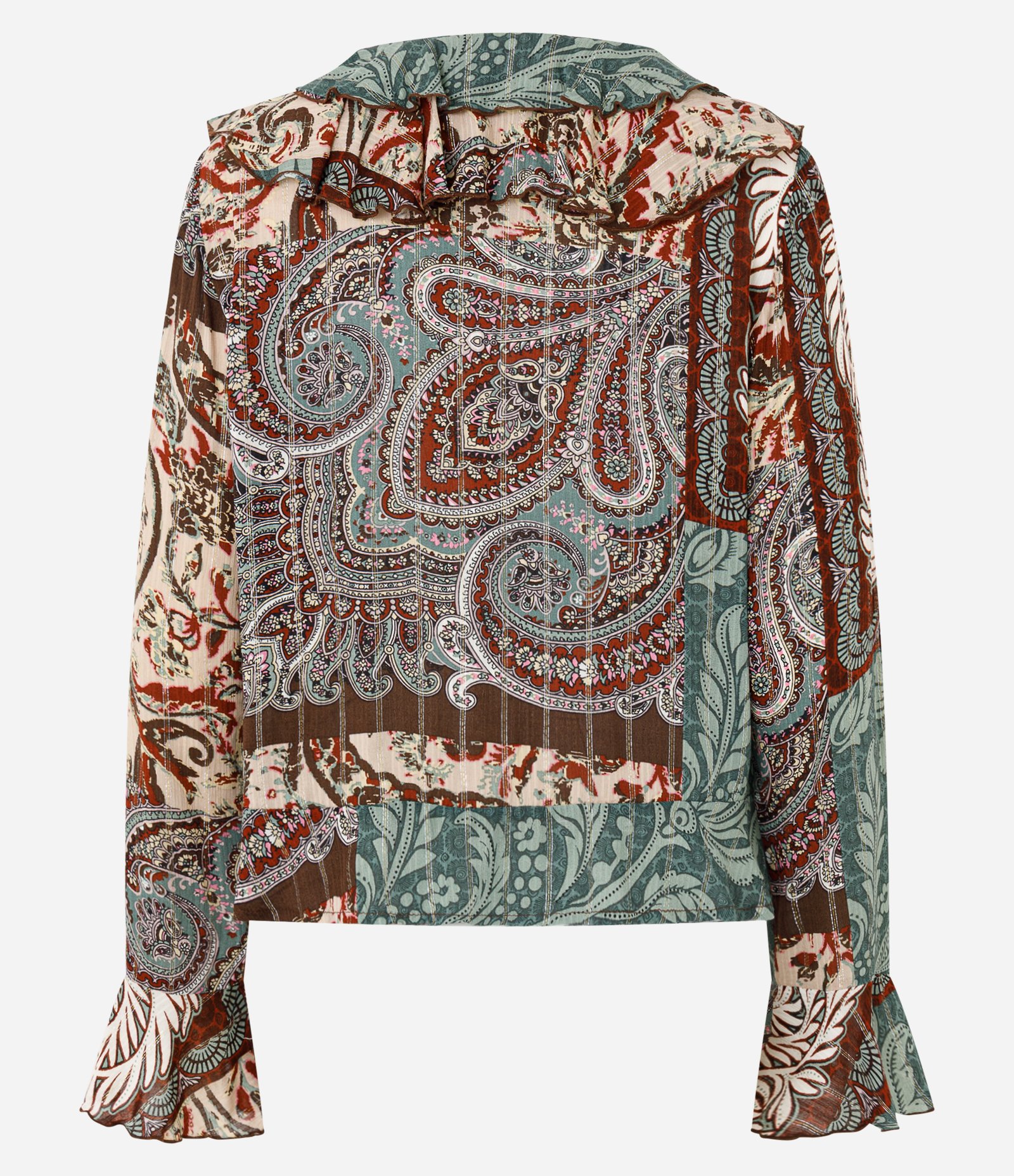 Blusa Bata Estampada em Viscose com Babados Multicores 7