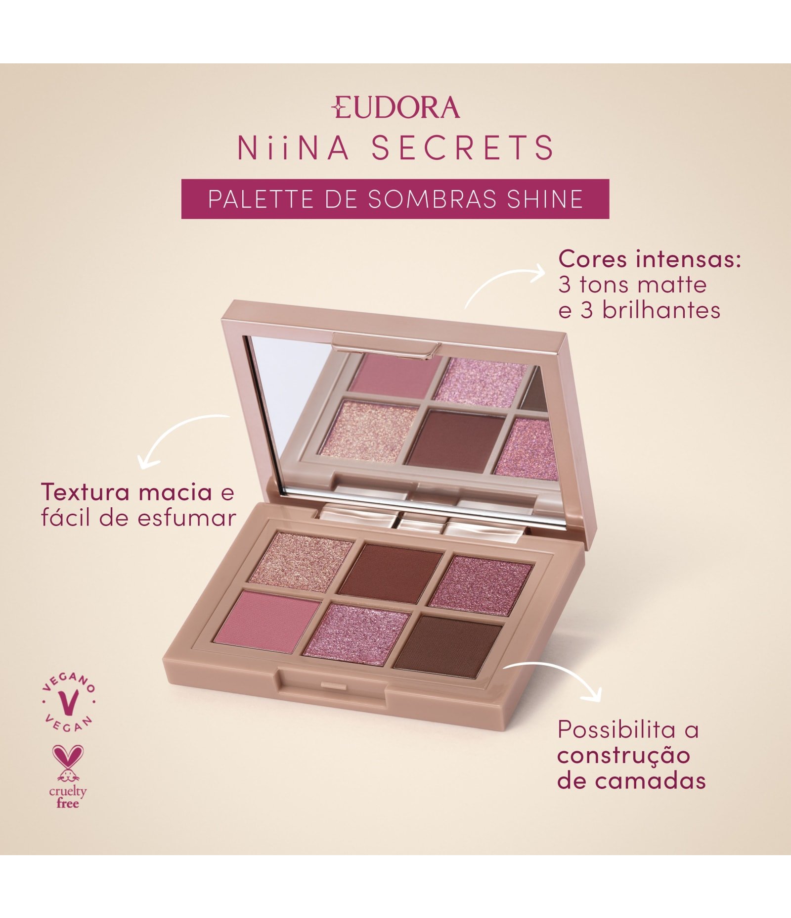 Paleta de Sombra Niina Secrets Shine Rose 5