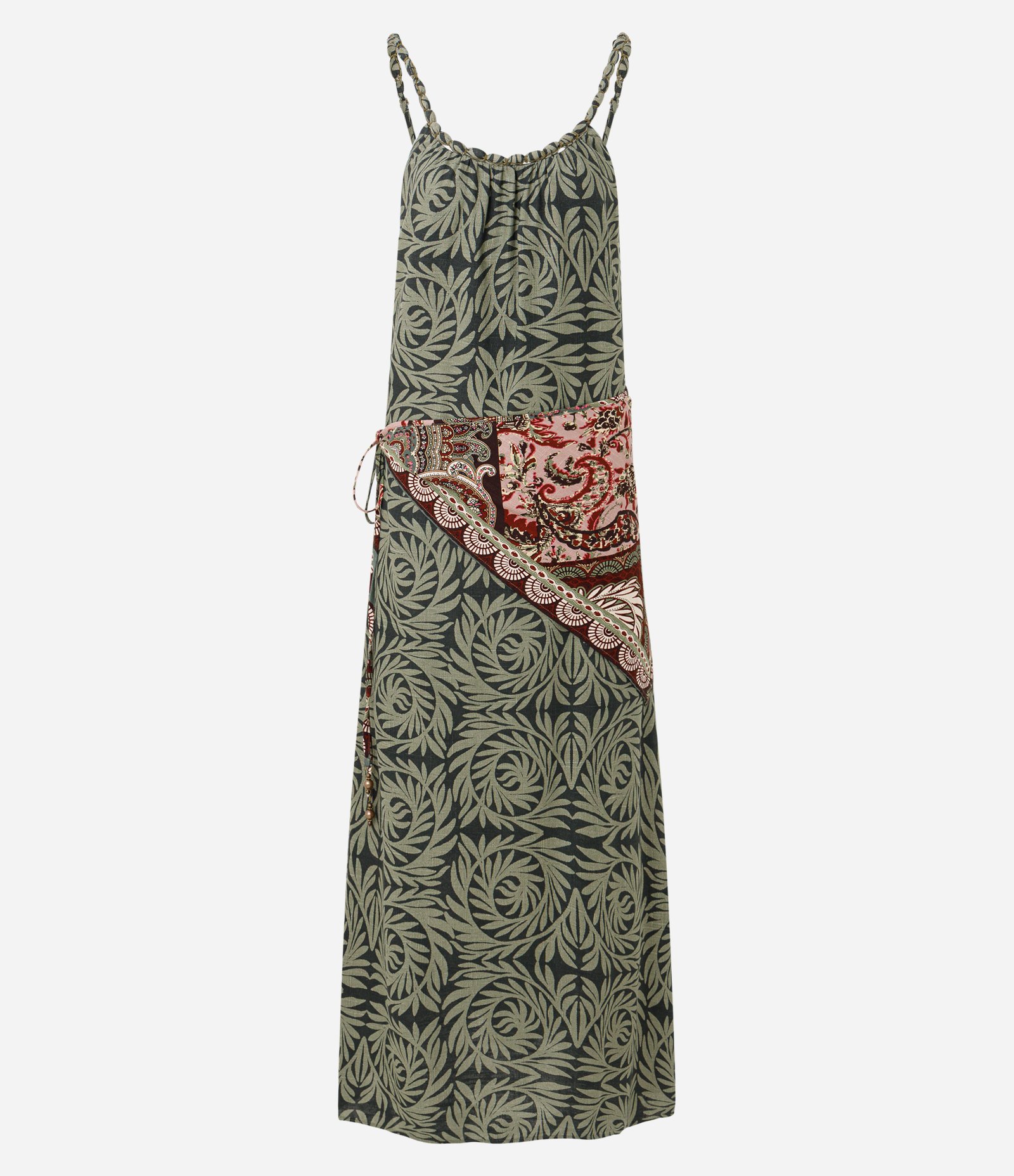 Vestido Longo em Viscolinho com Estampa Abstrata Verde 6