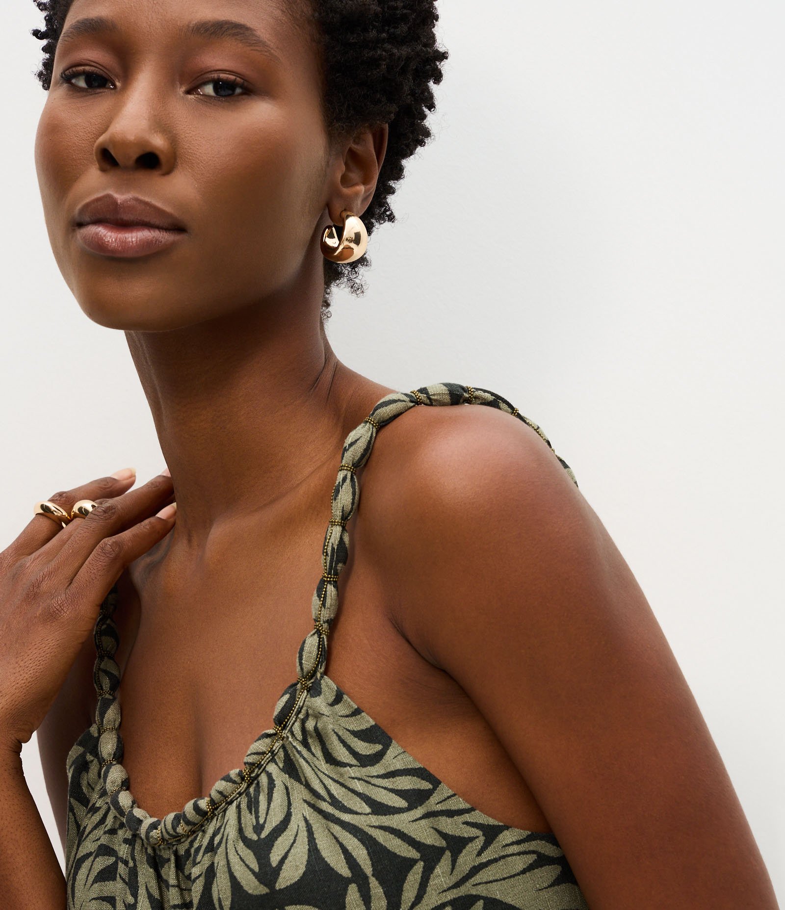 Vestido Longo em Viscolinho com Estampa Abstrata Verde 3