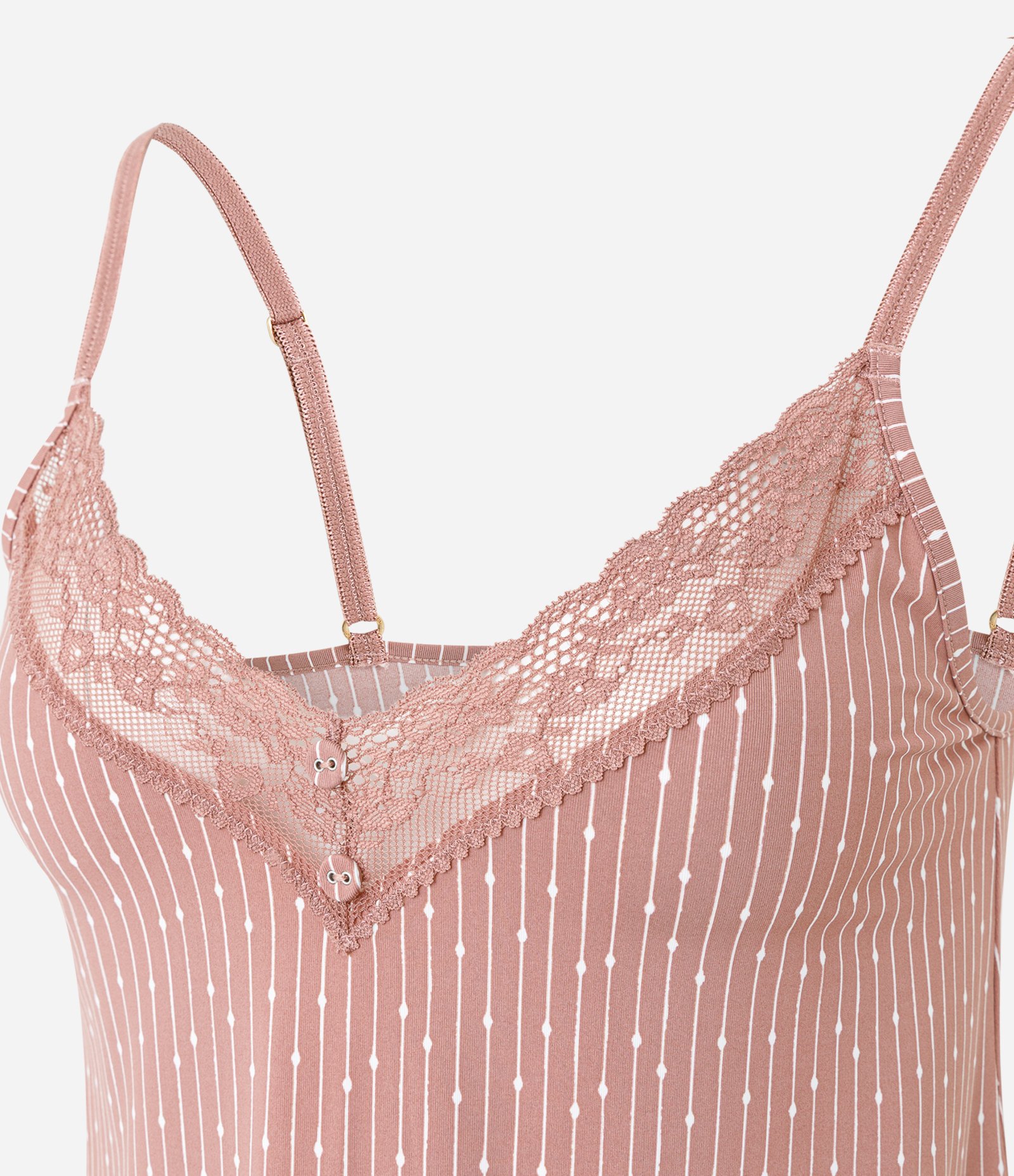 Camisola Curta com Estampa Listrada e Rendinha Rosa 6