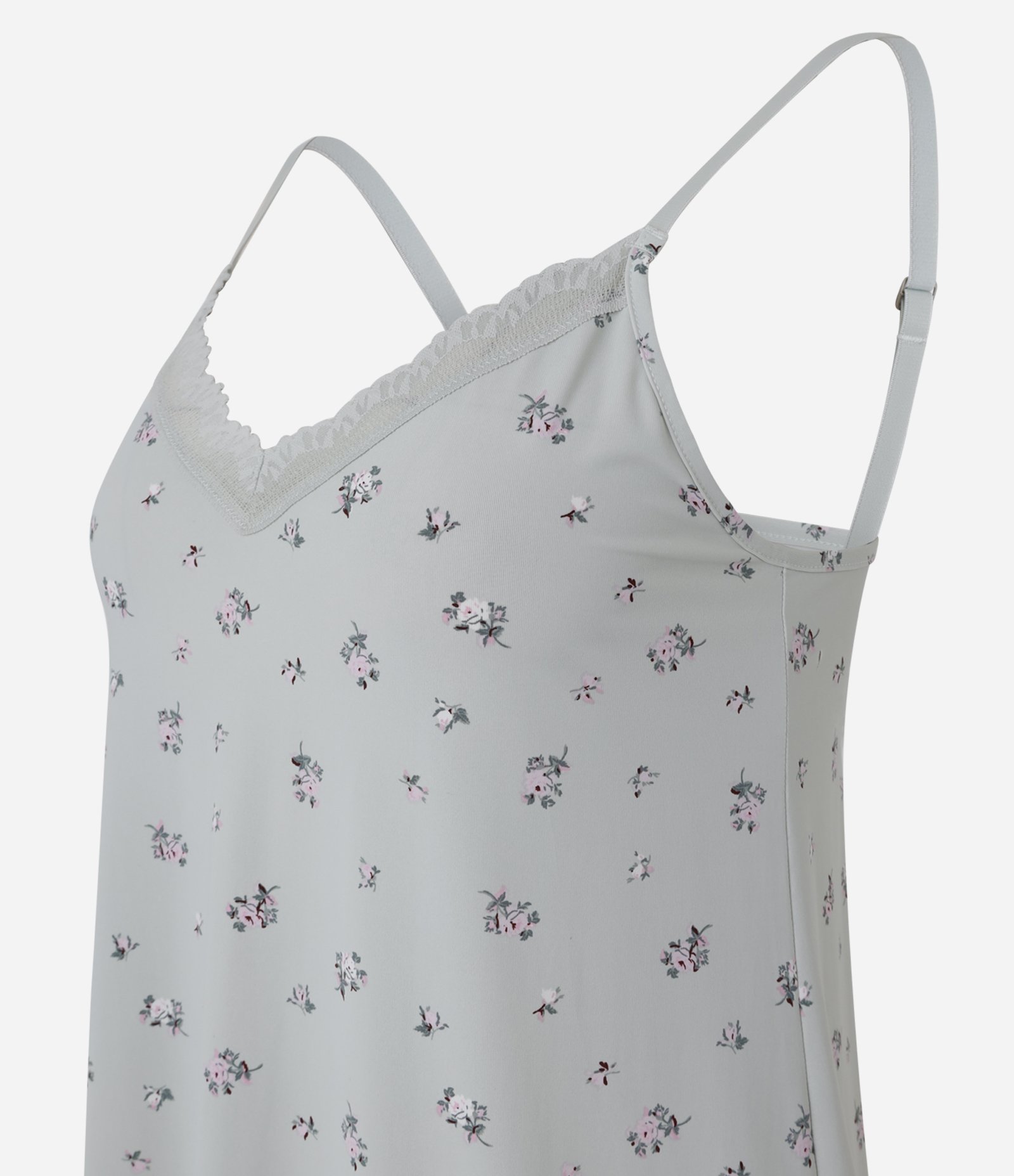Camisola em Microfibra com Estampa Floral e Renda Verde 6