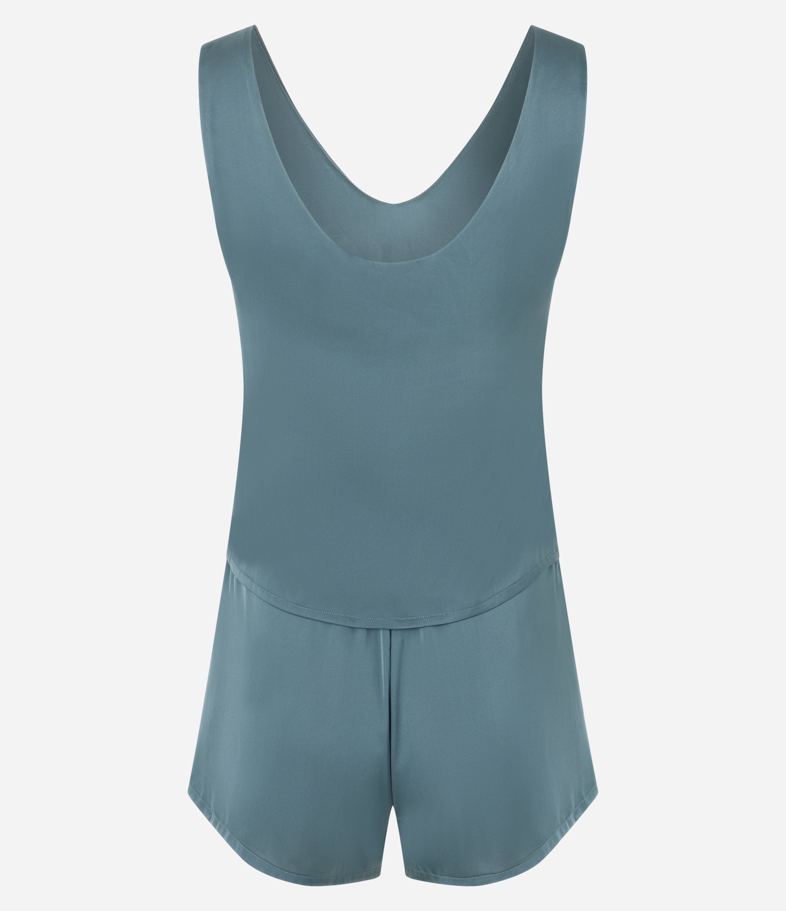 Pijama Curto em Cetim com Alça Larga e Lacinho Frontal Verde 7