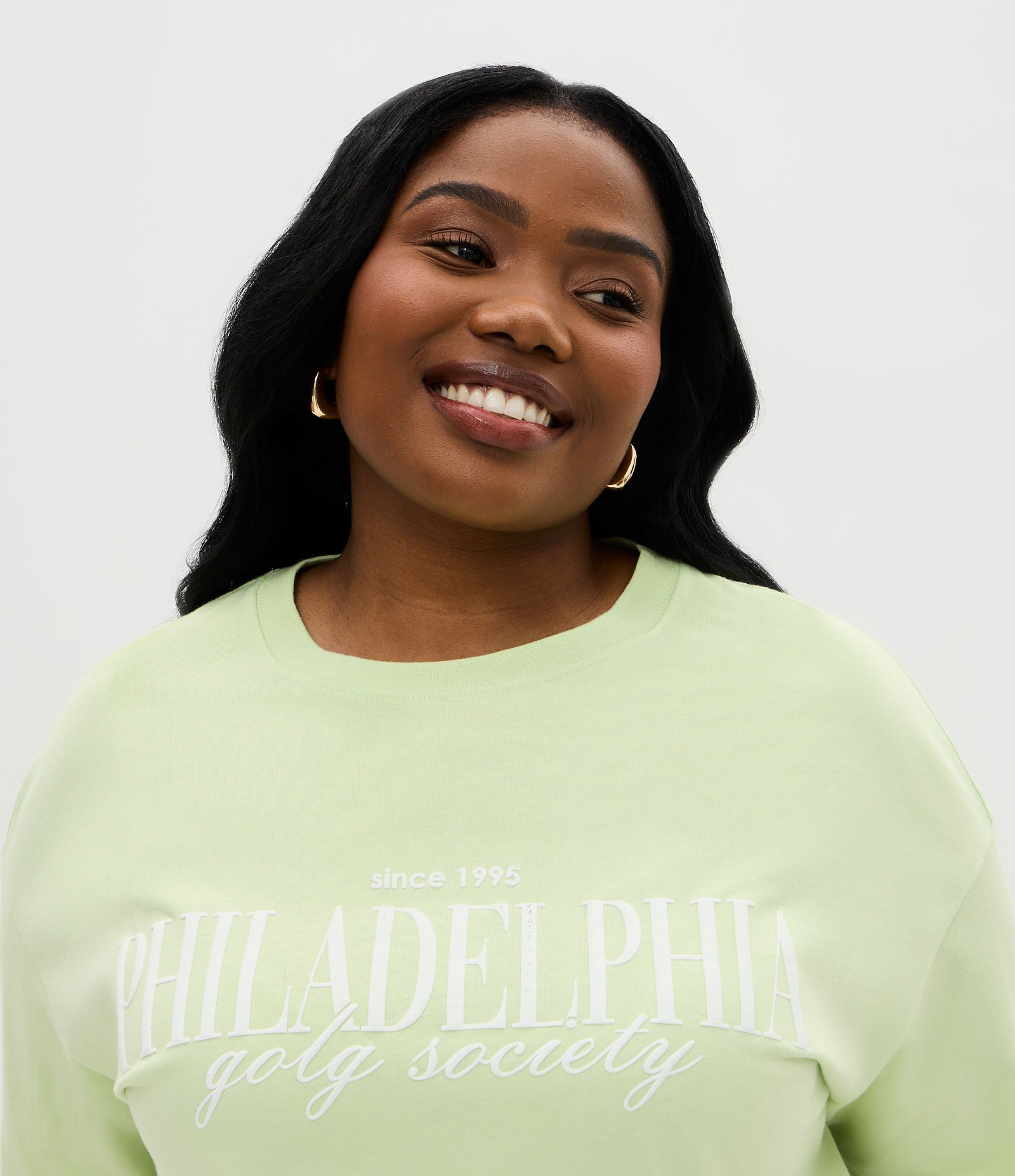 Camiseta Oversized Philadelphia com Estampa Puff Curve & Plus Size Verde 3