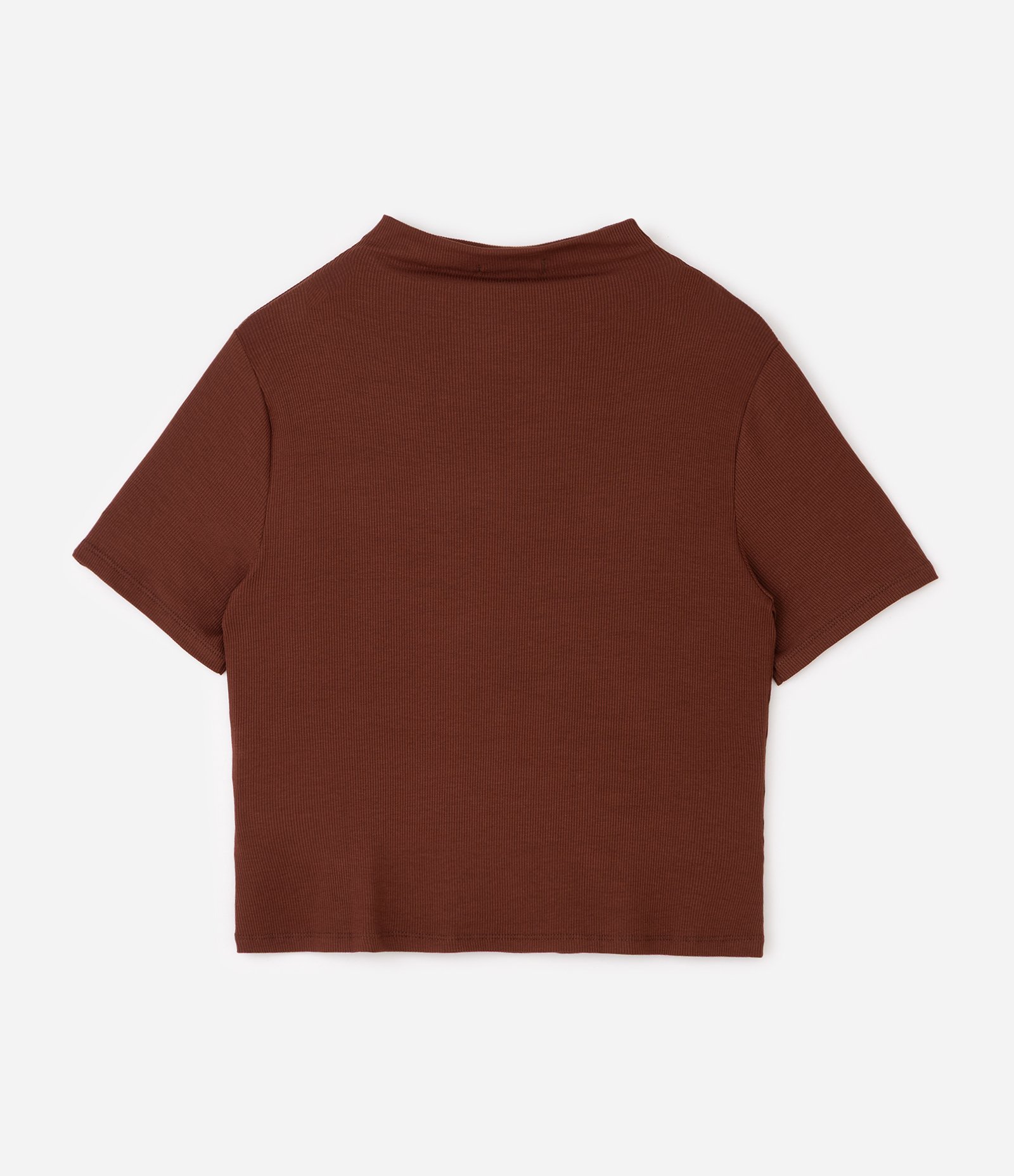 Blusa Ribana Manga Curta com Gola Alta Curve & Plus Size Marrom 2