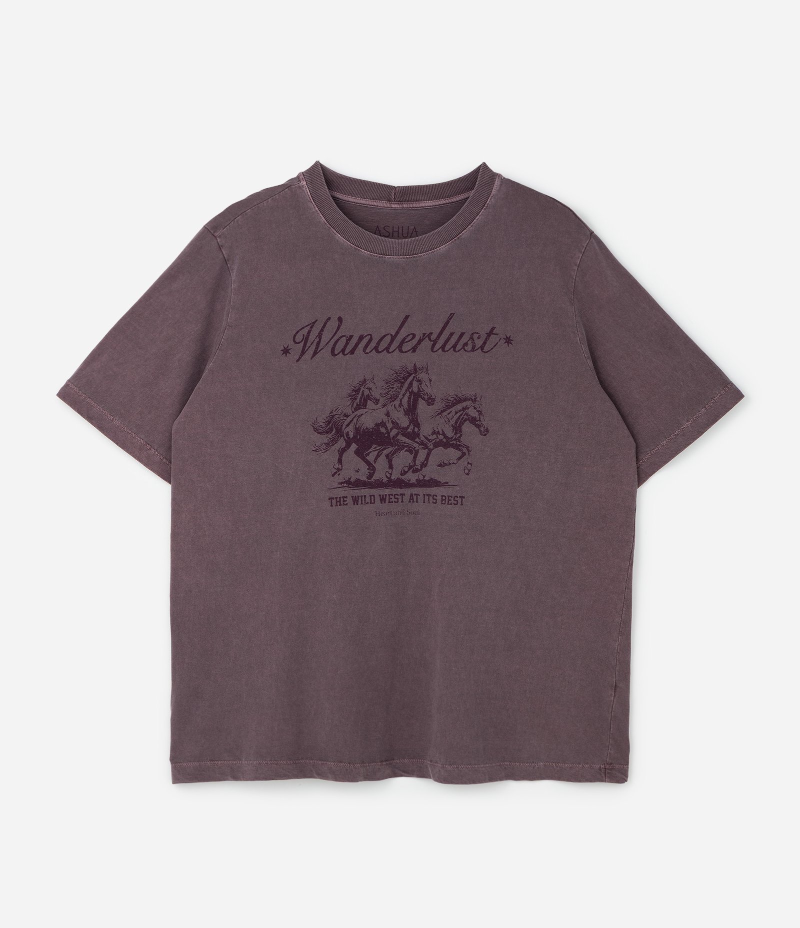 Camiseta Alongada com Estampa e Estonada Curve & Plus Size Roxo 1