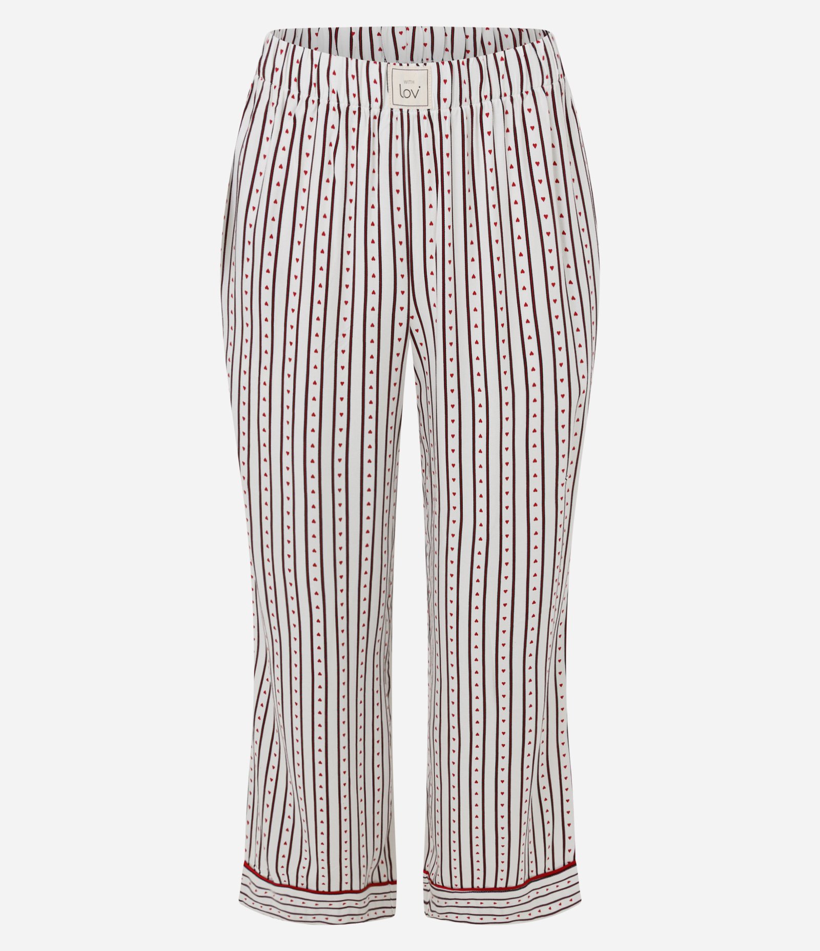 Pijama Longo Americano com Estampa de Listras e Corações Branco 8