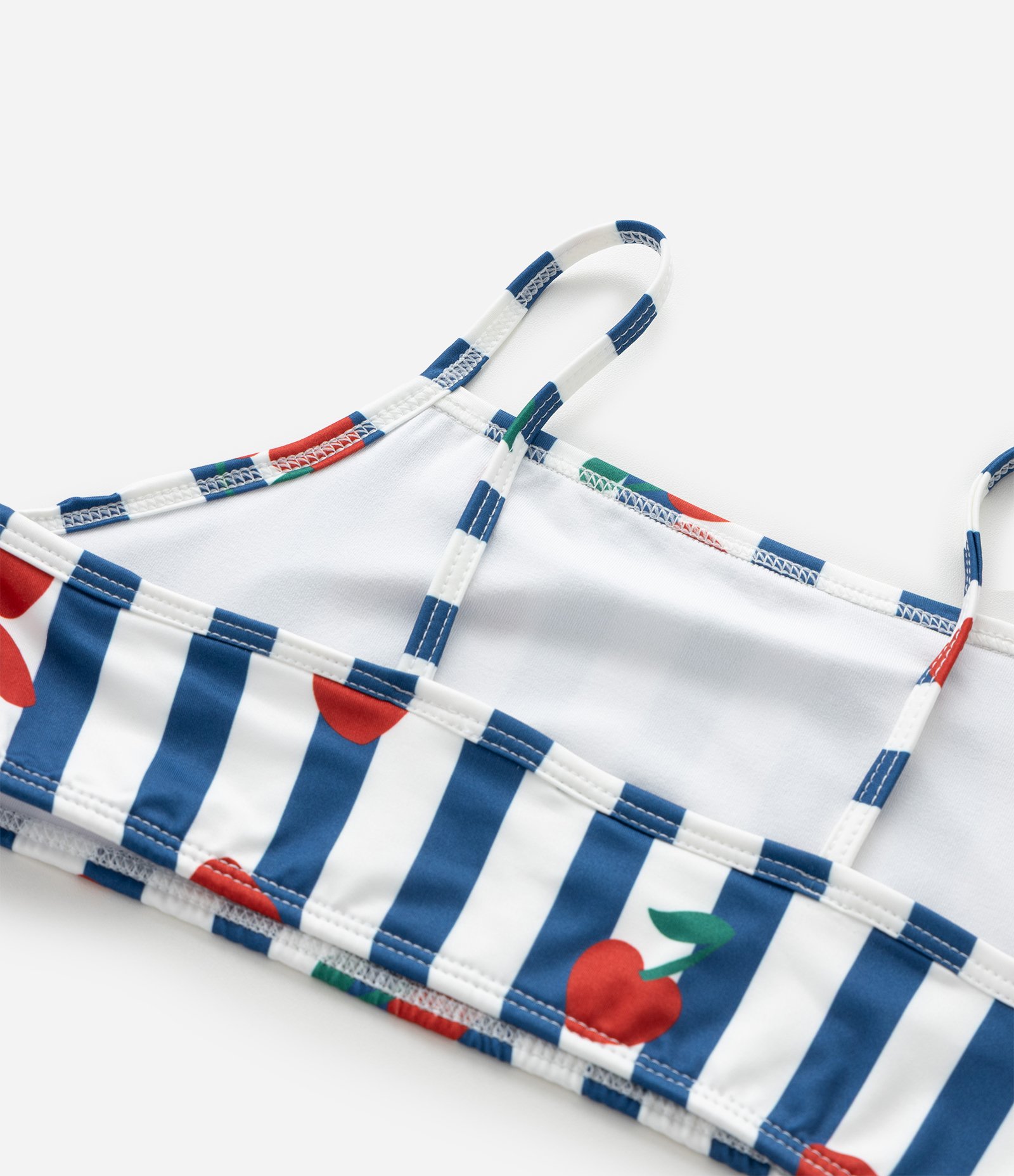 Biquíni Infantil Top e Bottom com Estampa de Cerejas – Tam 5 a 16 Anos Azul Marinho/Branco 9