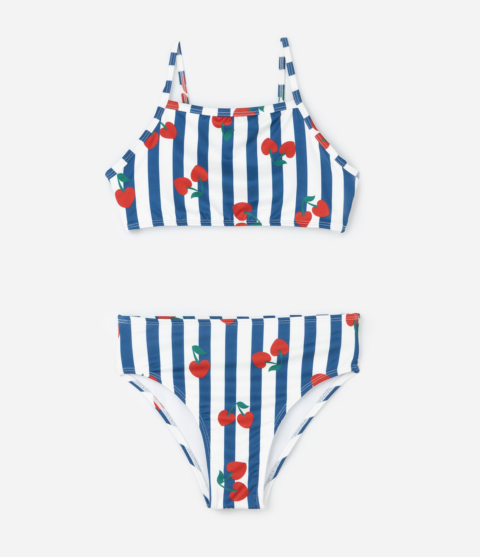 Biquíni Infantil Top e Bottom com Estampa de Cerejas – Tam 5 a 16 Anos Azul Marinho/Branco 1