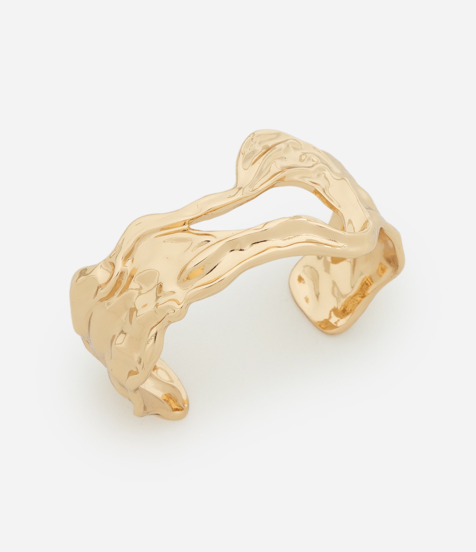 Bracelete Rígido em Metal com Design Orgânico Dourado 2