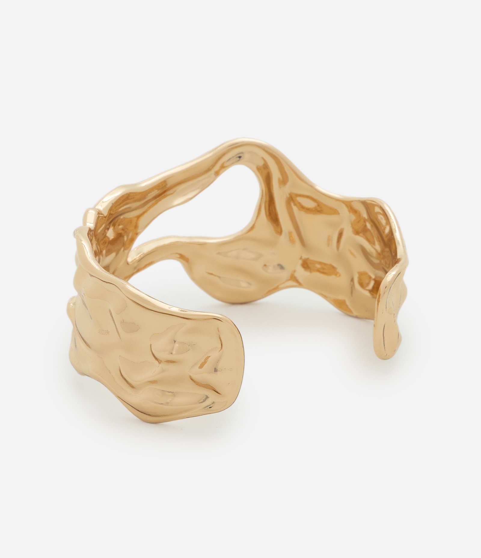 Bracelete Rígido em Metal com Design Orgânico Dourado 3
