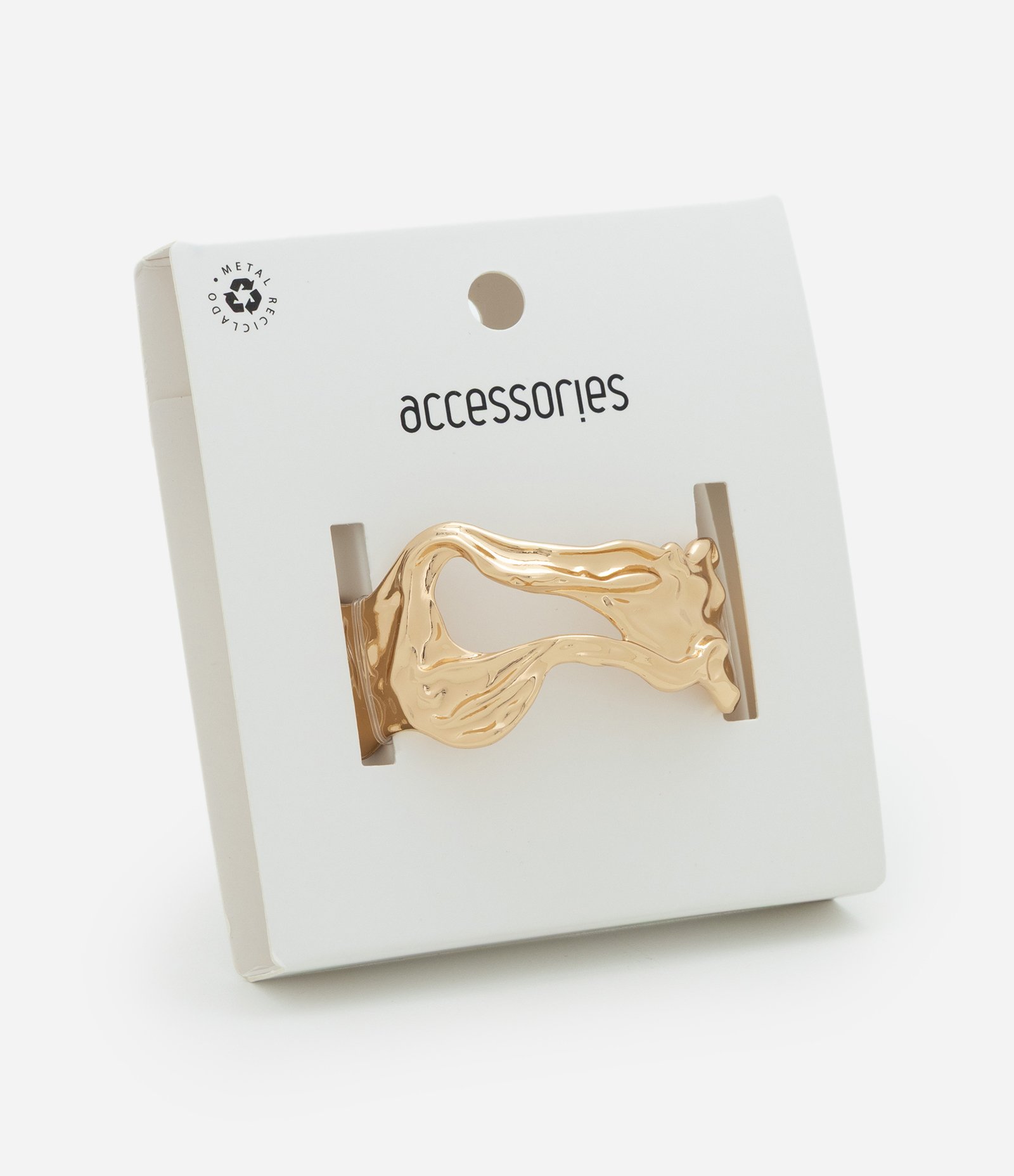 Bracelete Rígido em Metal com Design Orgânico Dourado 4