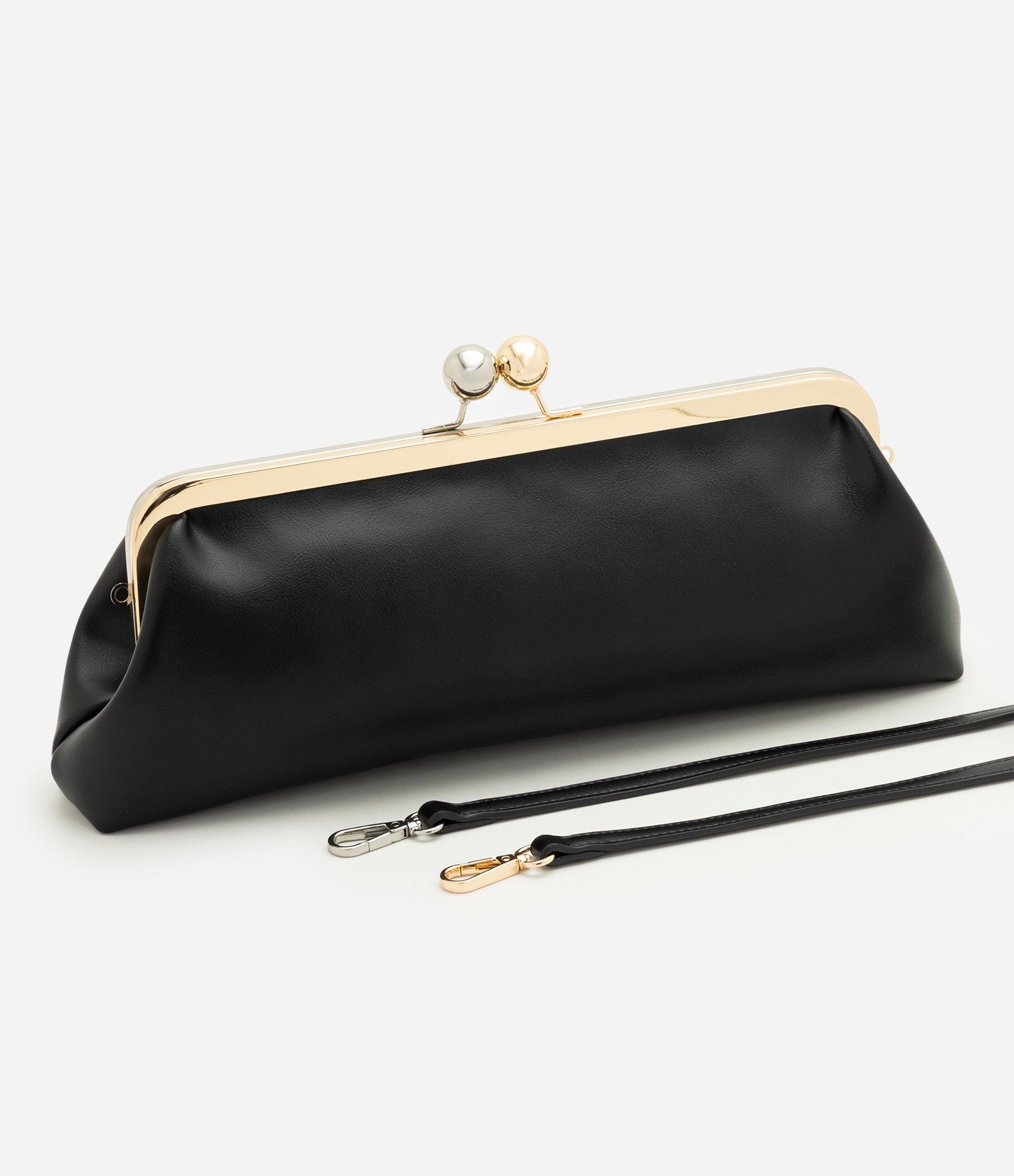 Bolsa Clutch Pequena em PU com Alça Removível Preto 5