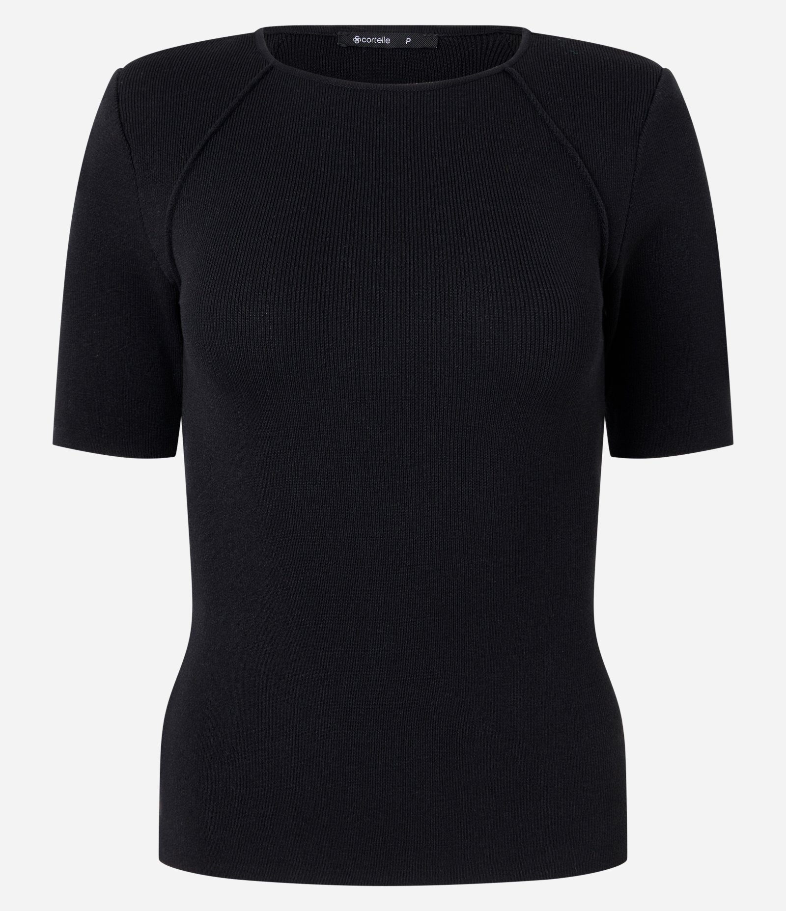 Blusa Regular em Tricô com Ombreirinha Ajustada Preto 5