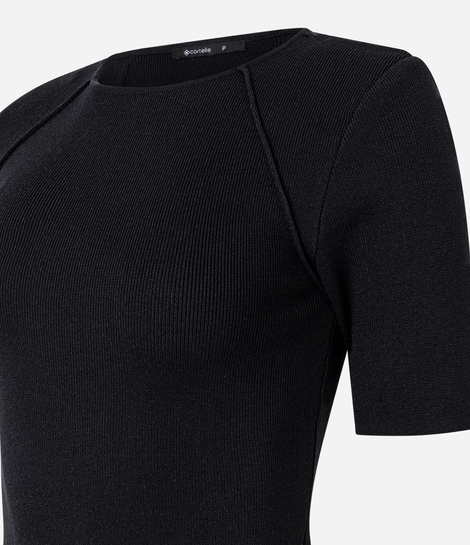 Blusa Regular em Tricô com Ombreirinha Ajustada Preto 6