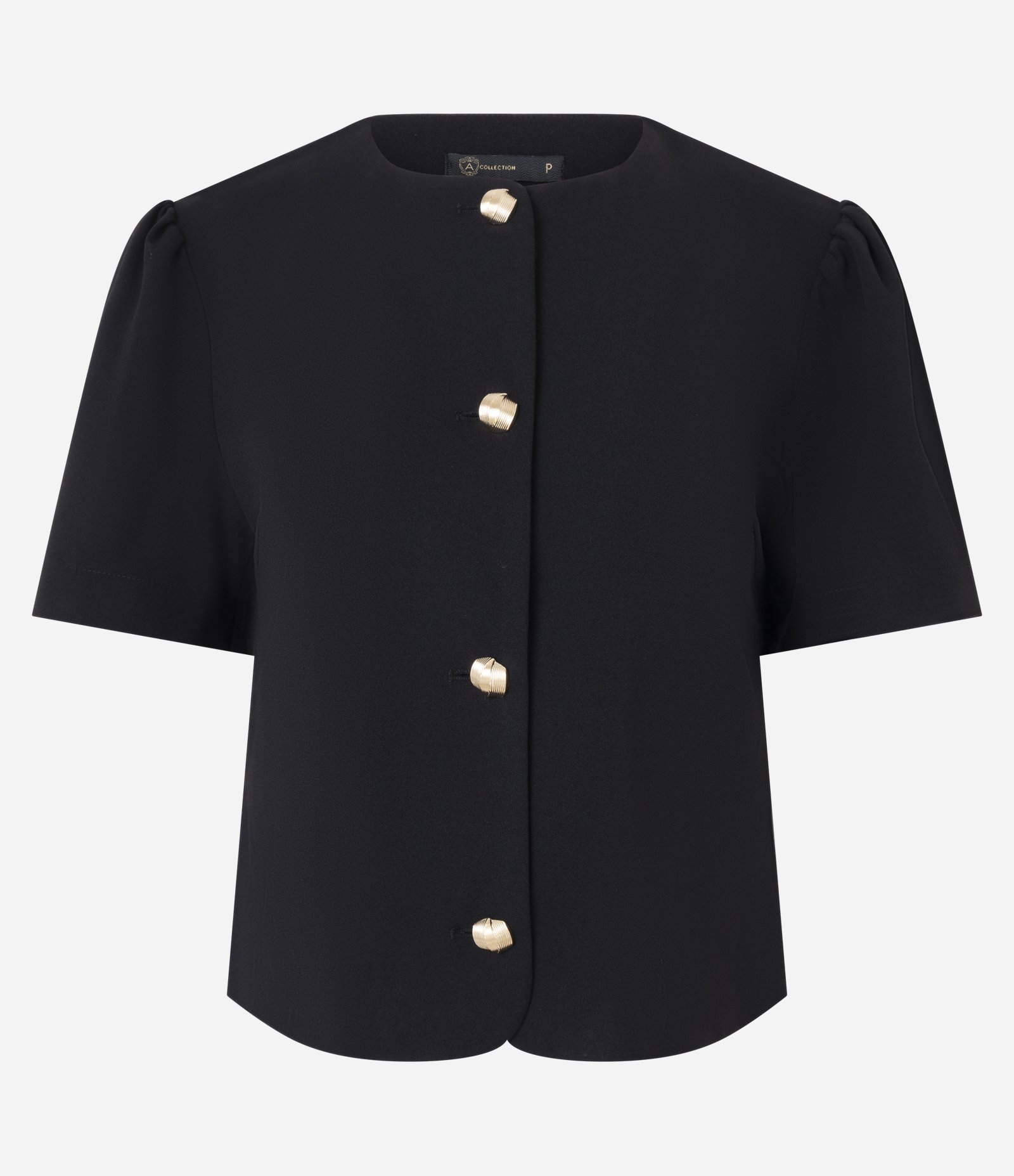 Blusa Curta em Crepe com Manga Bufante Preto 5