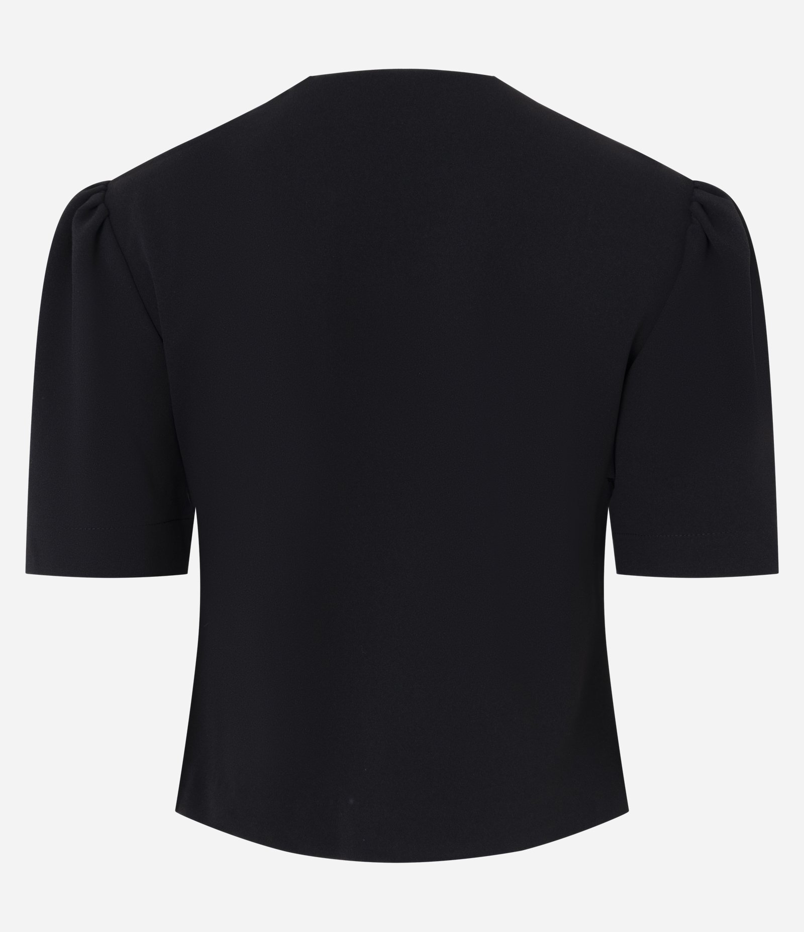 Blusa Curta em Crepe com Manga Bufante Preto 6