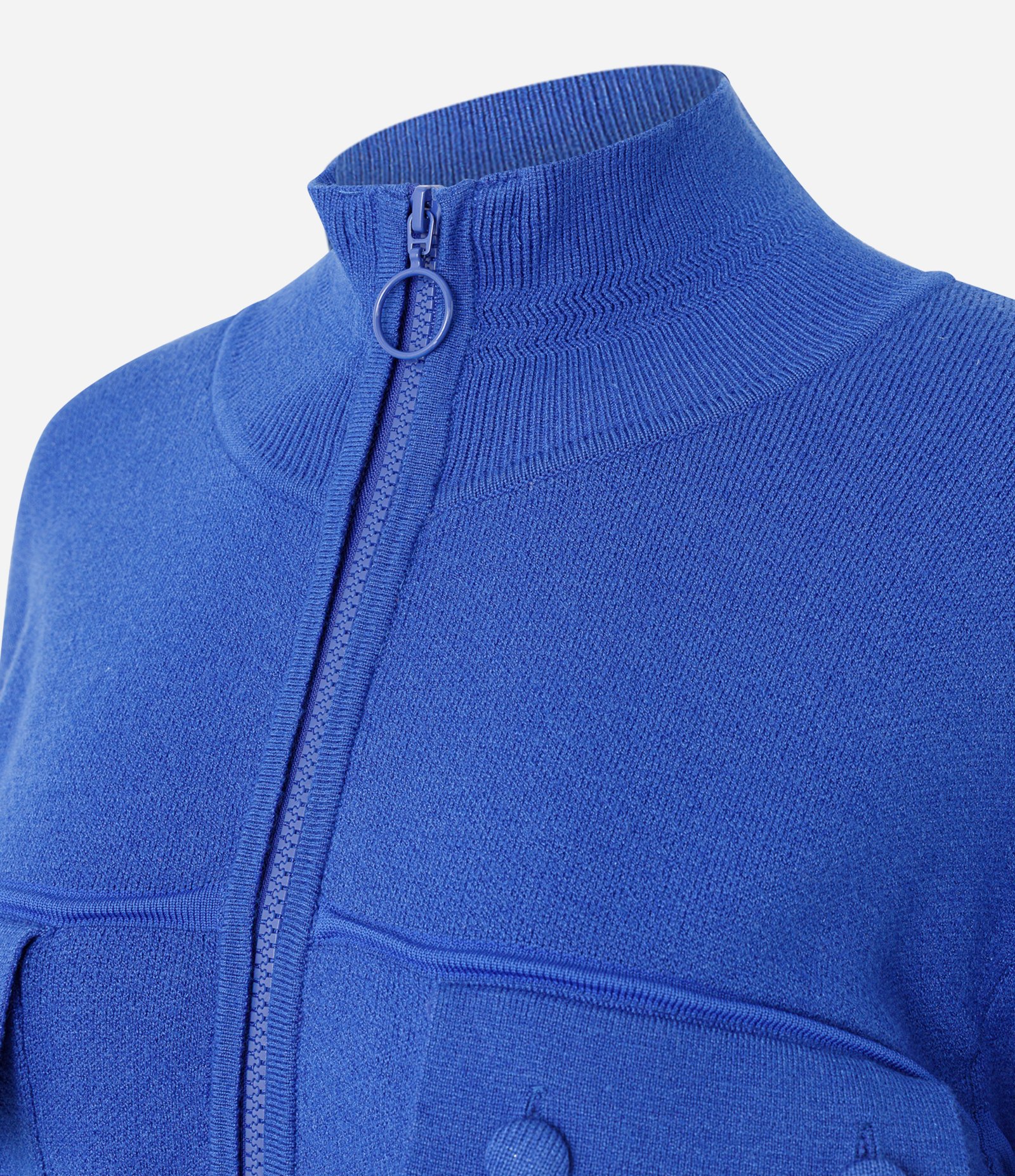 Jaqueta Regular em Tricô Pesado com Bolsos Frontais Azul 8