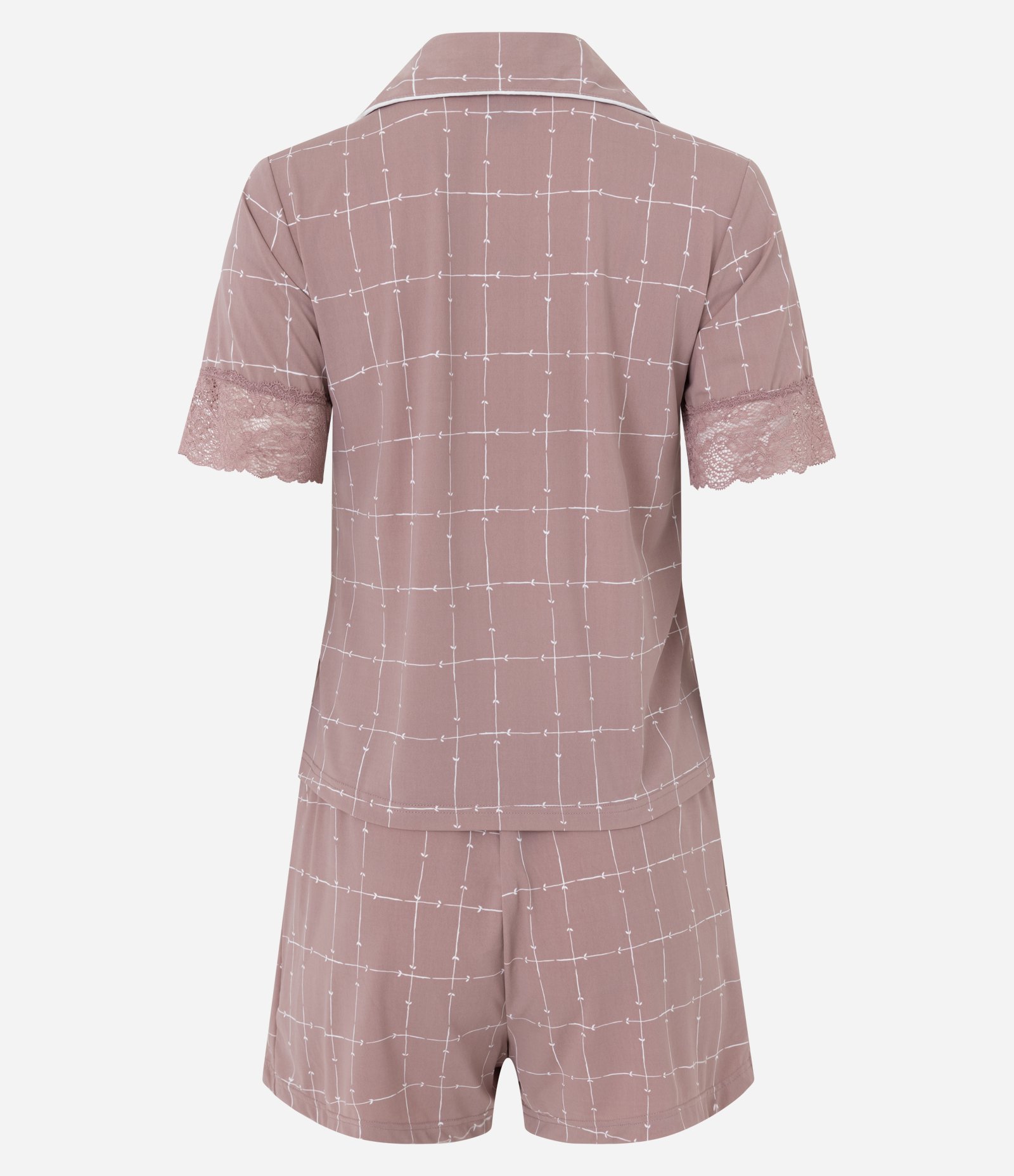 Pijama Curto Americano em Microfibra com Estampa Geométrica Rosa 6