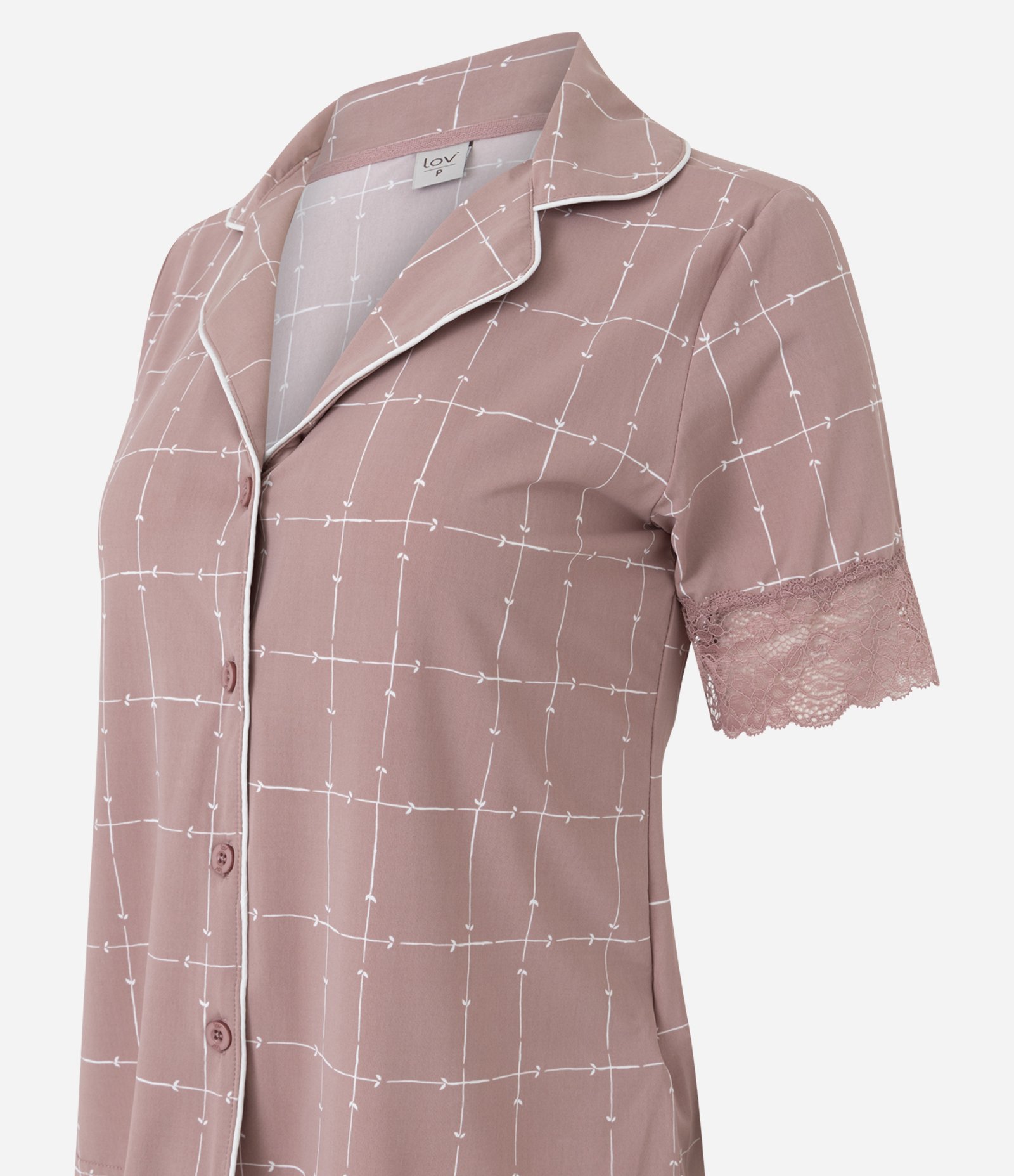 Pijama Curto Americano em Microfibra com Estampa Geométrica Rosa 7