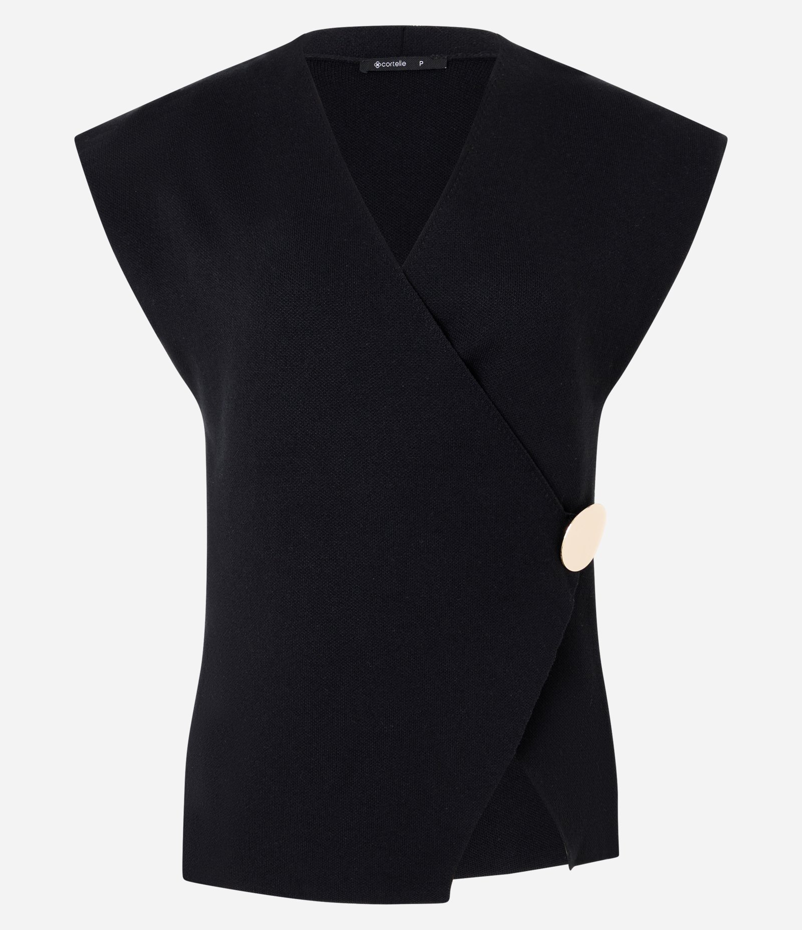 Blusa Regular em Tricô com Botão Lateral Preto 5