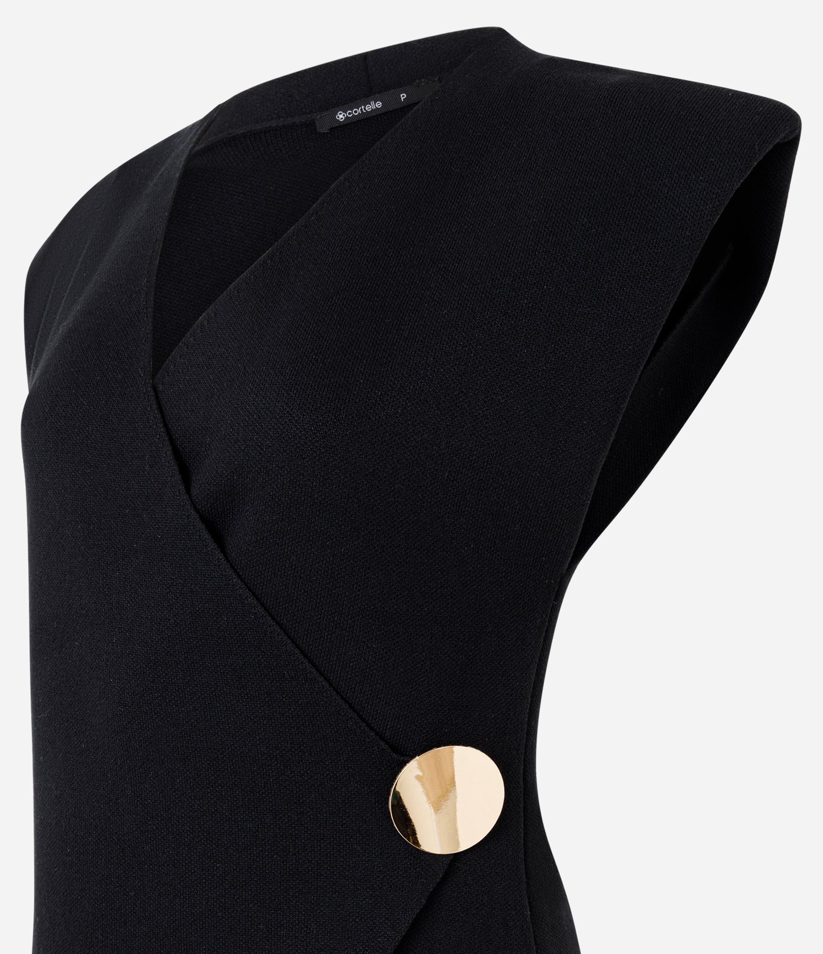 Blusa Regular em Tricô com Botão Lateral Preto 6