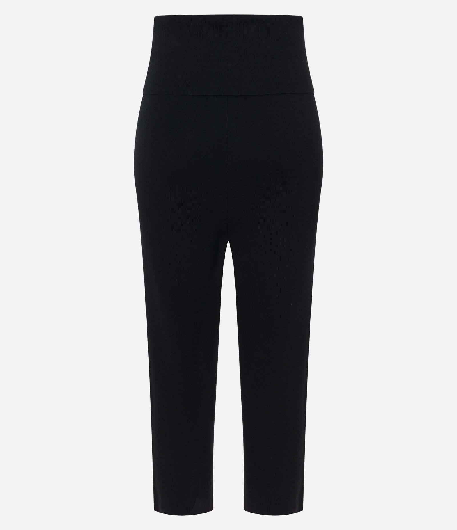 Calça Capri em Tricô com Pala Larga Virada Preto 3