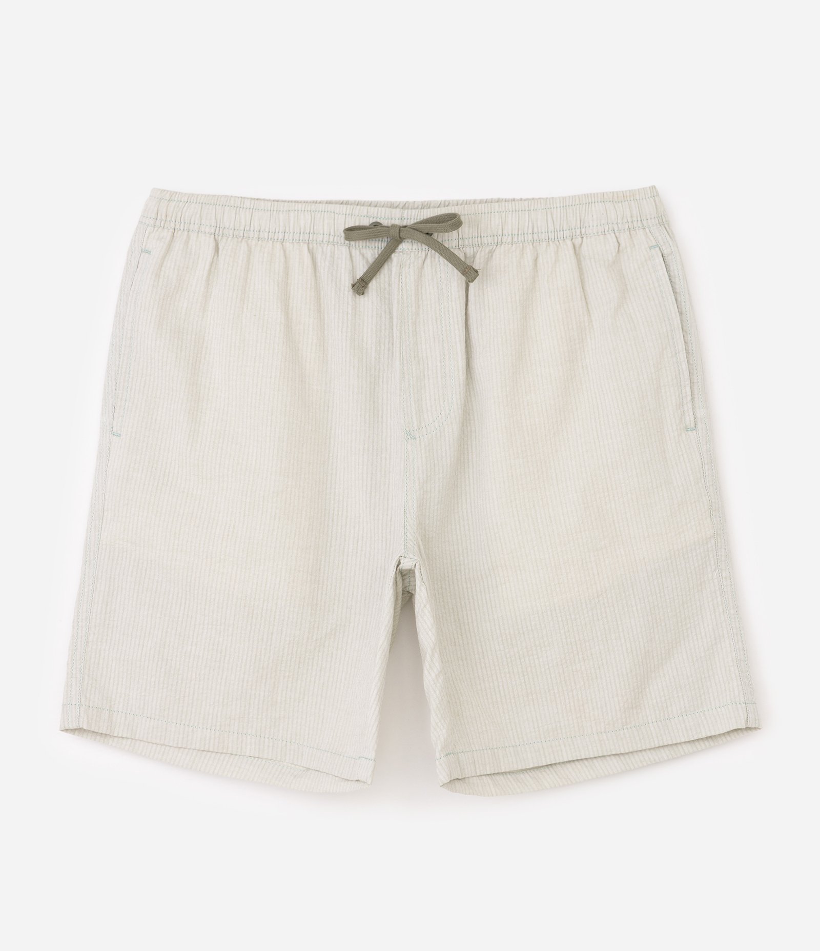 Bermuda Masculina Passeio Rajadinha com Cós Elástico Bege 1