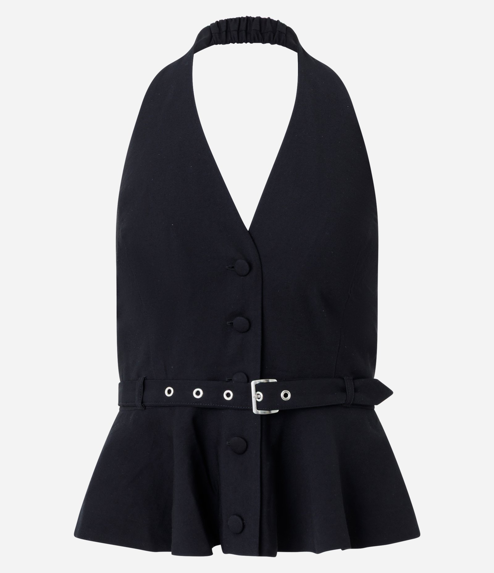 Colete Peplum com Cinto e Abotoamento Preto 1