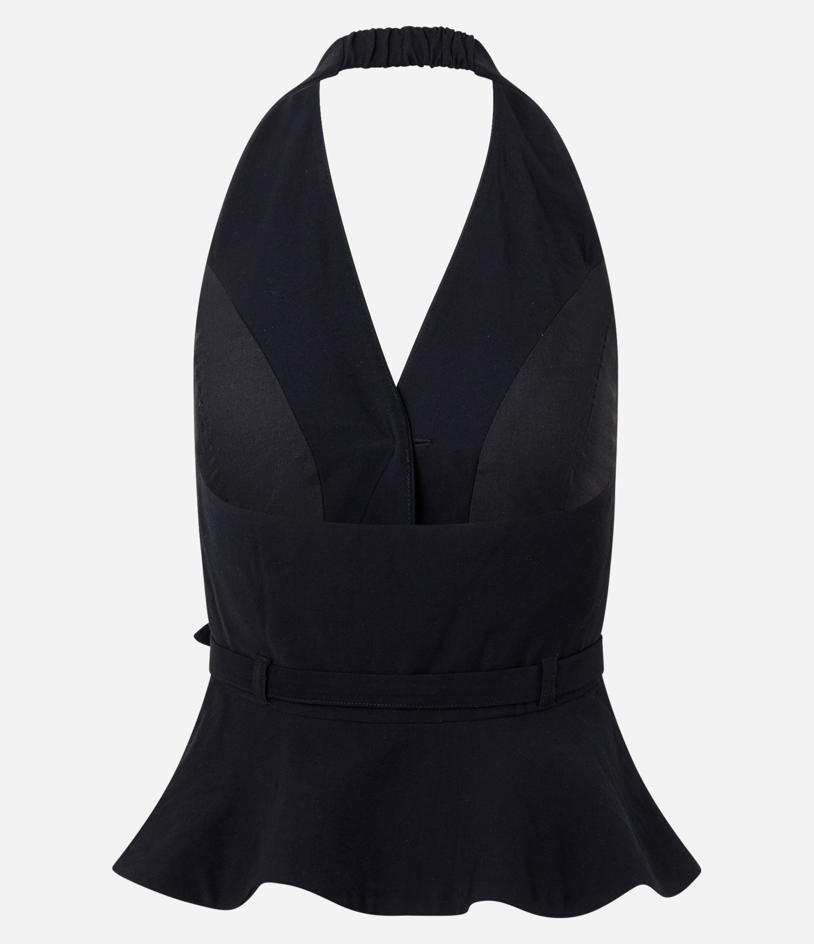 Colete Peplum com Cinto e Abotoamento Preto 2